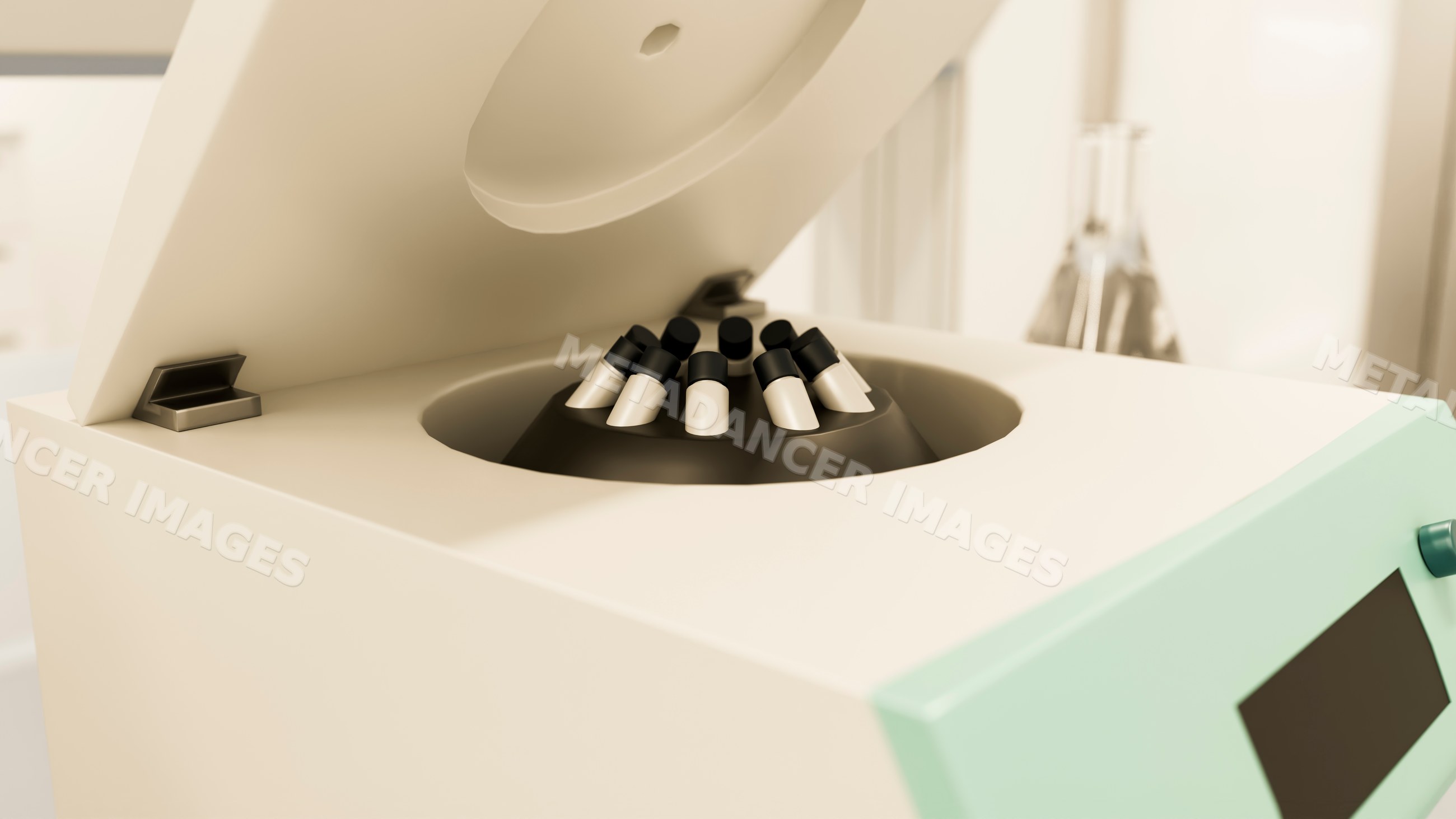 Laboratory centrifuge with capped test tubes for sample processing