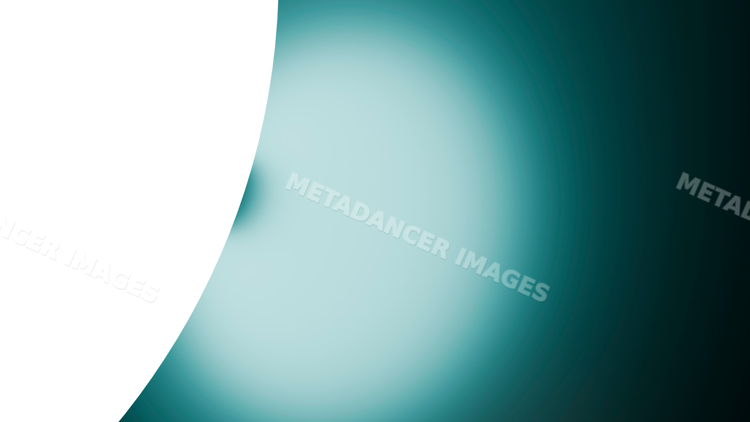 Abstract digital illustration with curved white shape and teal