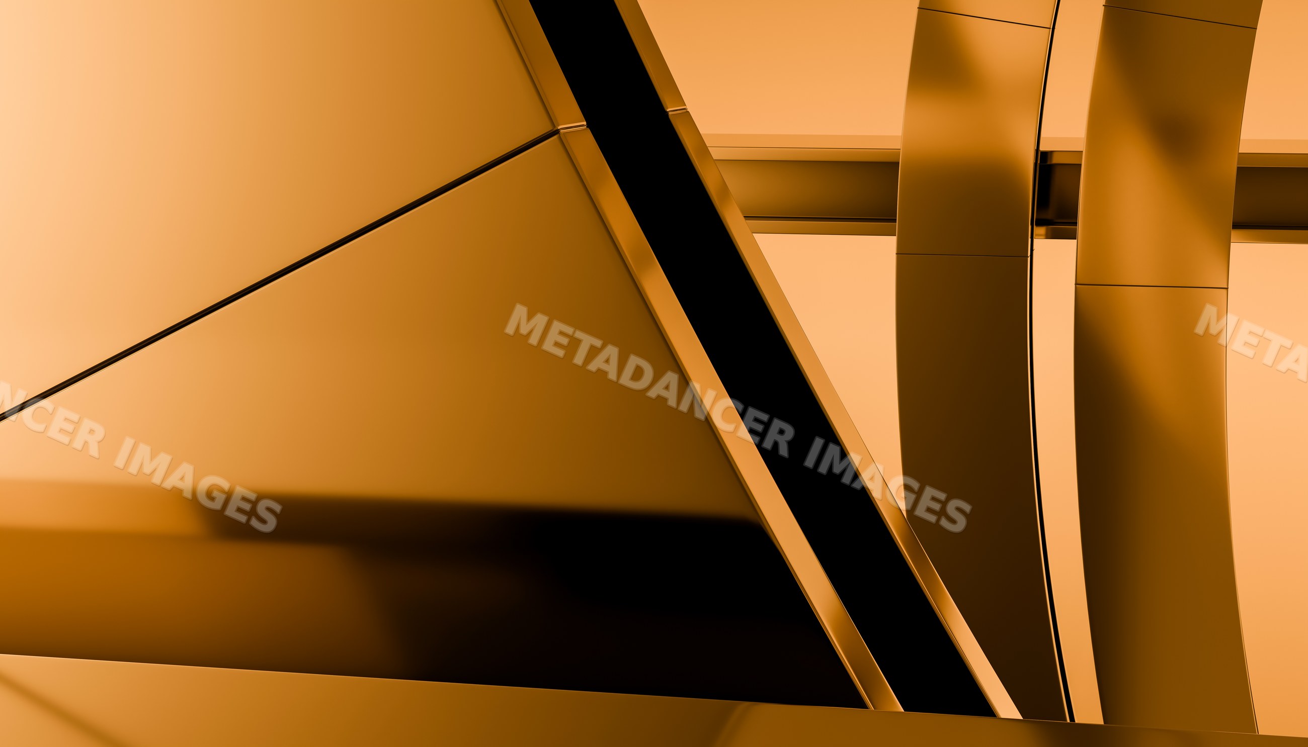 Abstract geometric digital render with orange and golden tones