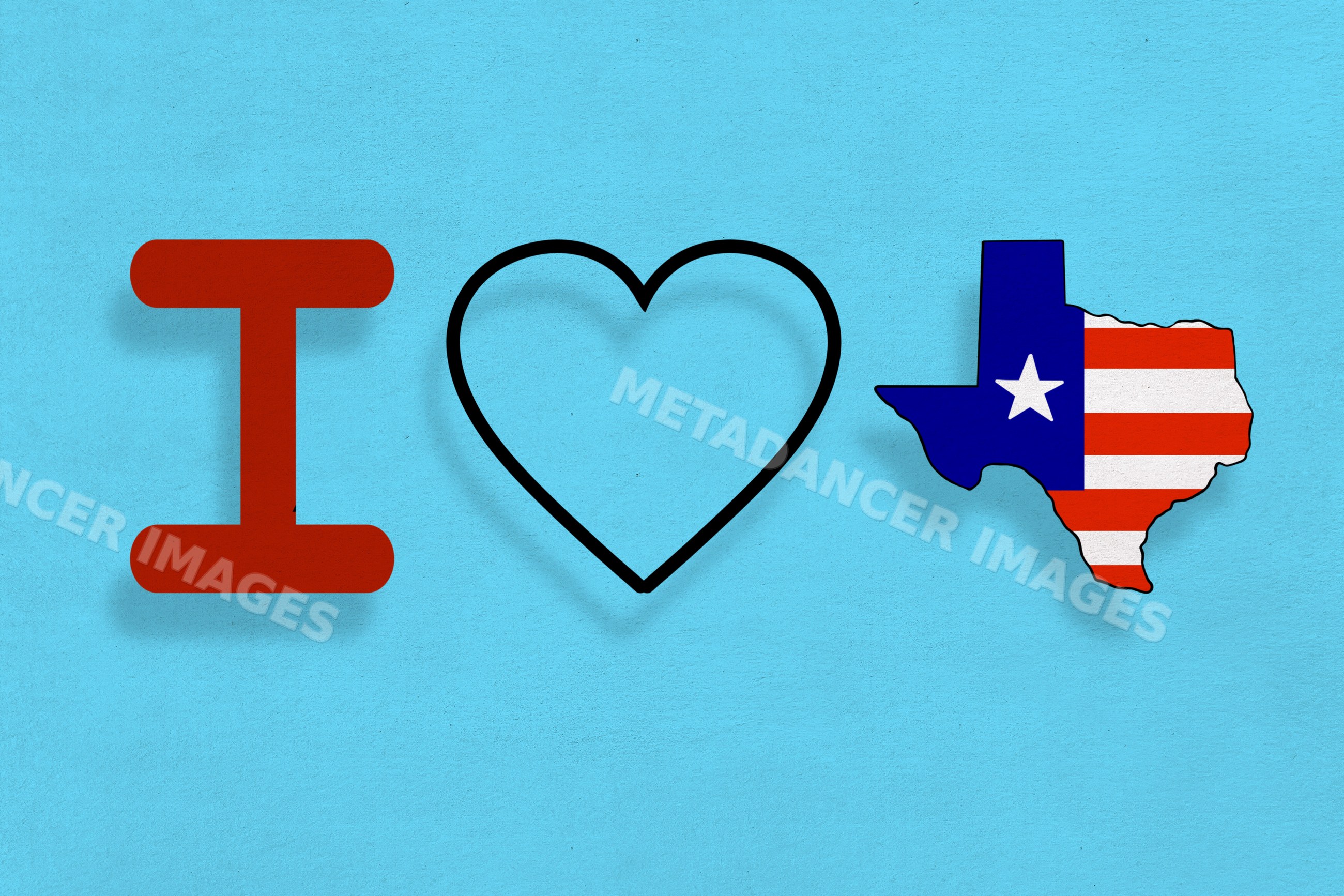 Illustration of love phrase with heart and state shape