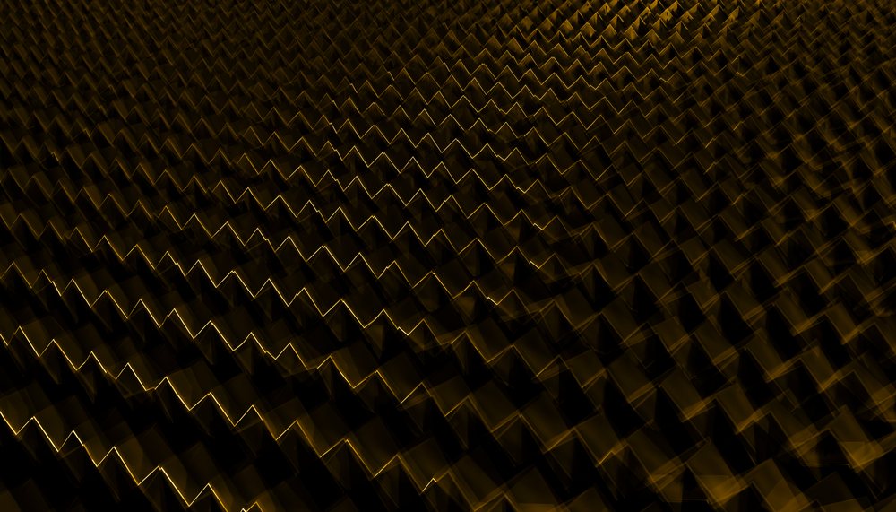 Abstract geometric zigzag pattern with yellow highlights on dark