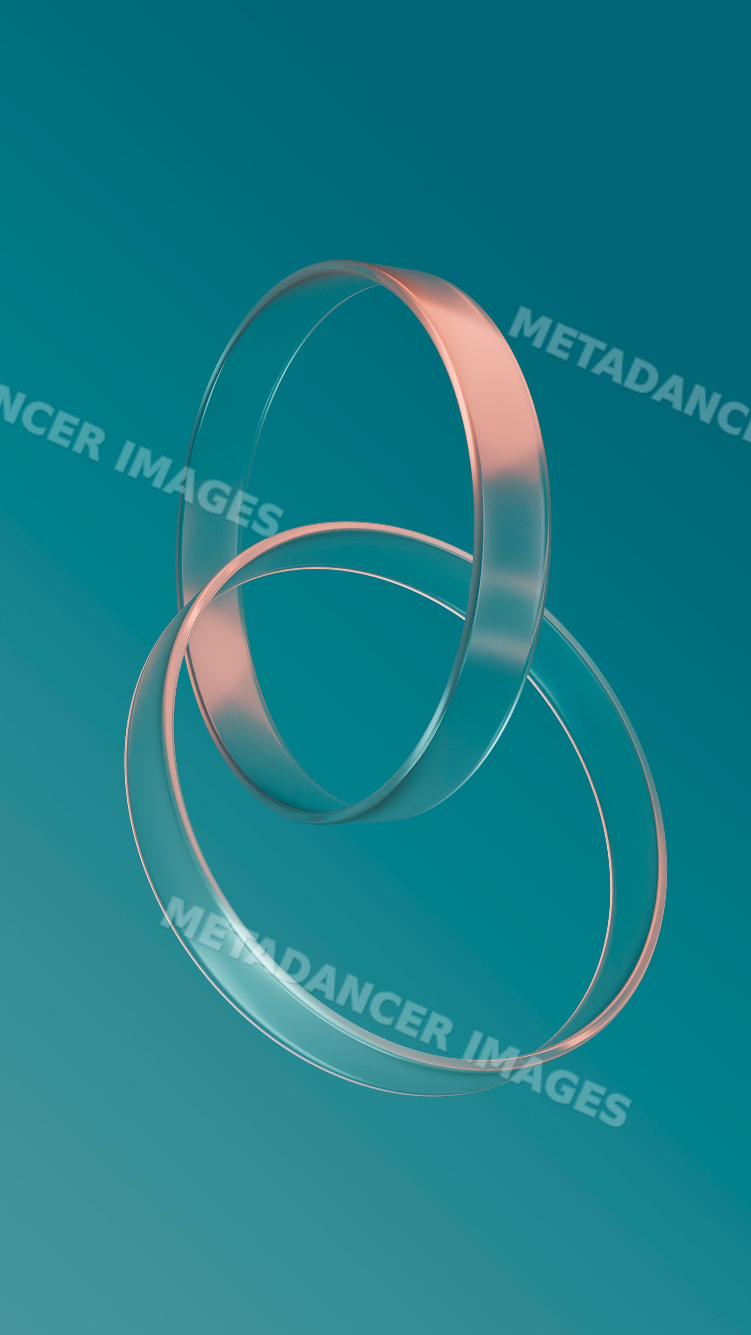 Transparent intersecting rings floating in 3d illustration
