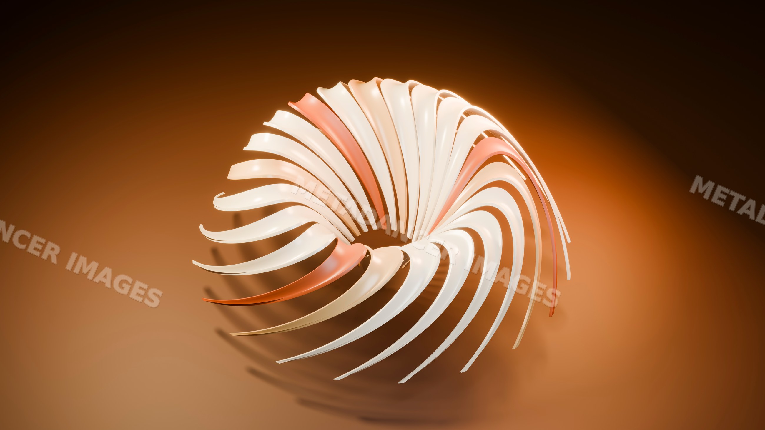 Abstract 3d digital sculpture with flowing curved ribbons