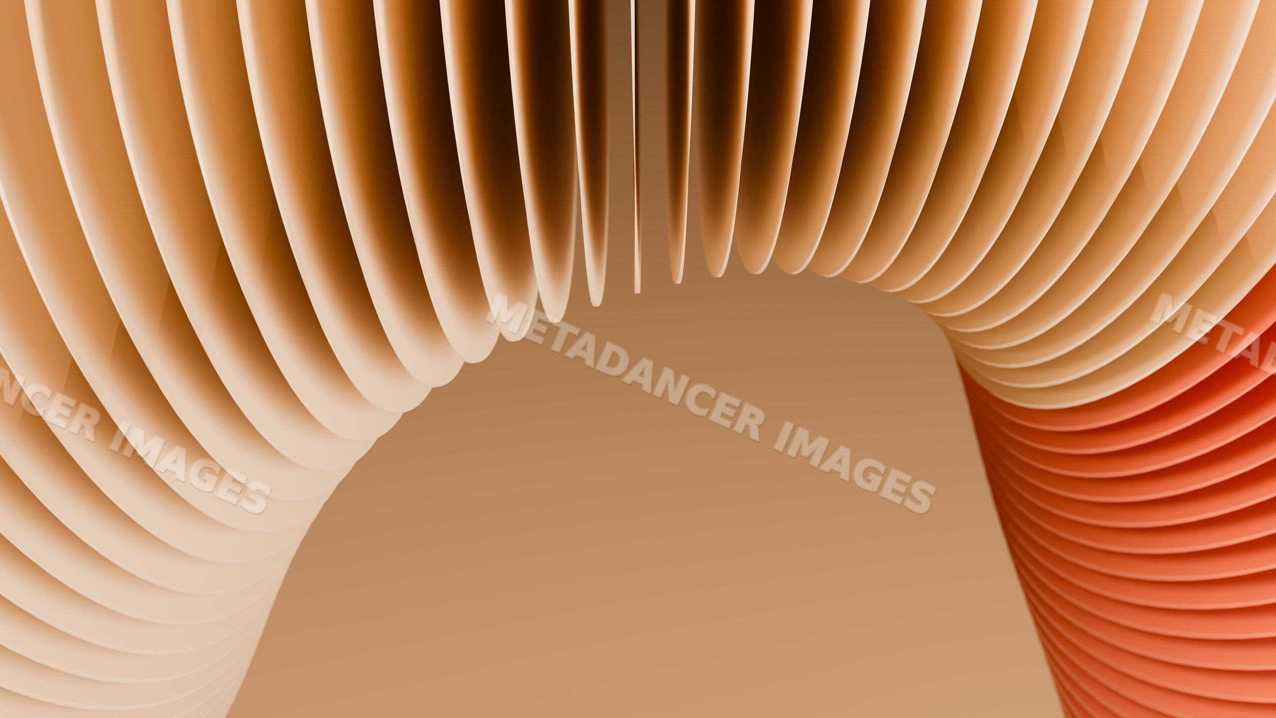 Abstract illustration of curved ribs with flowing orange