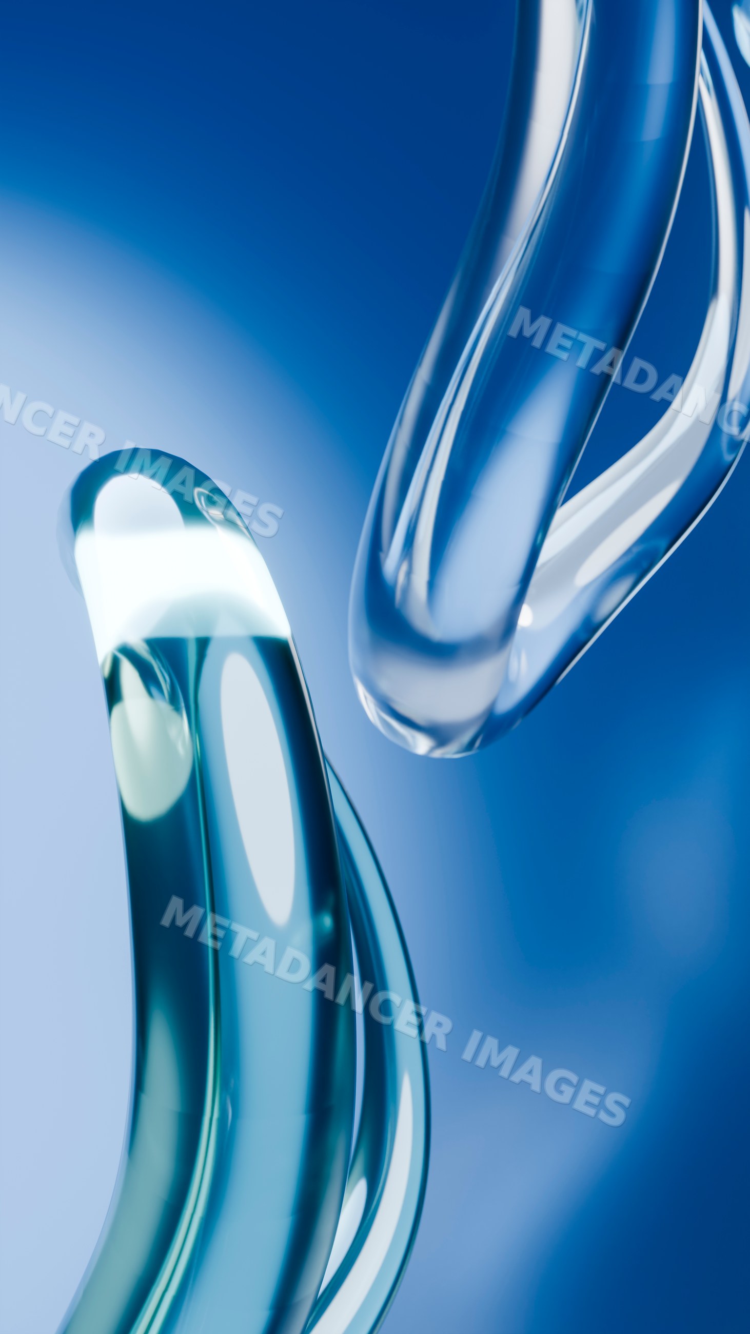 Abstract digital 3d render of transparent flowing tubes