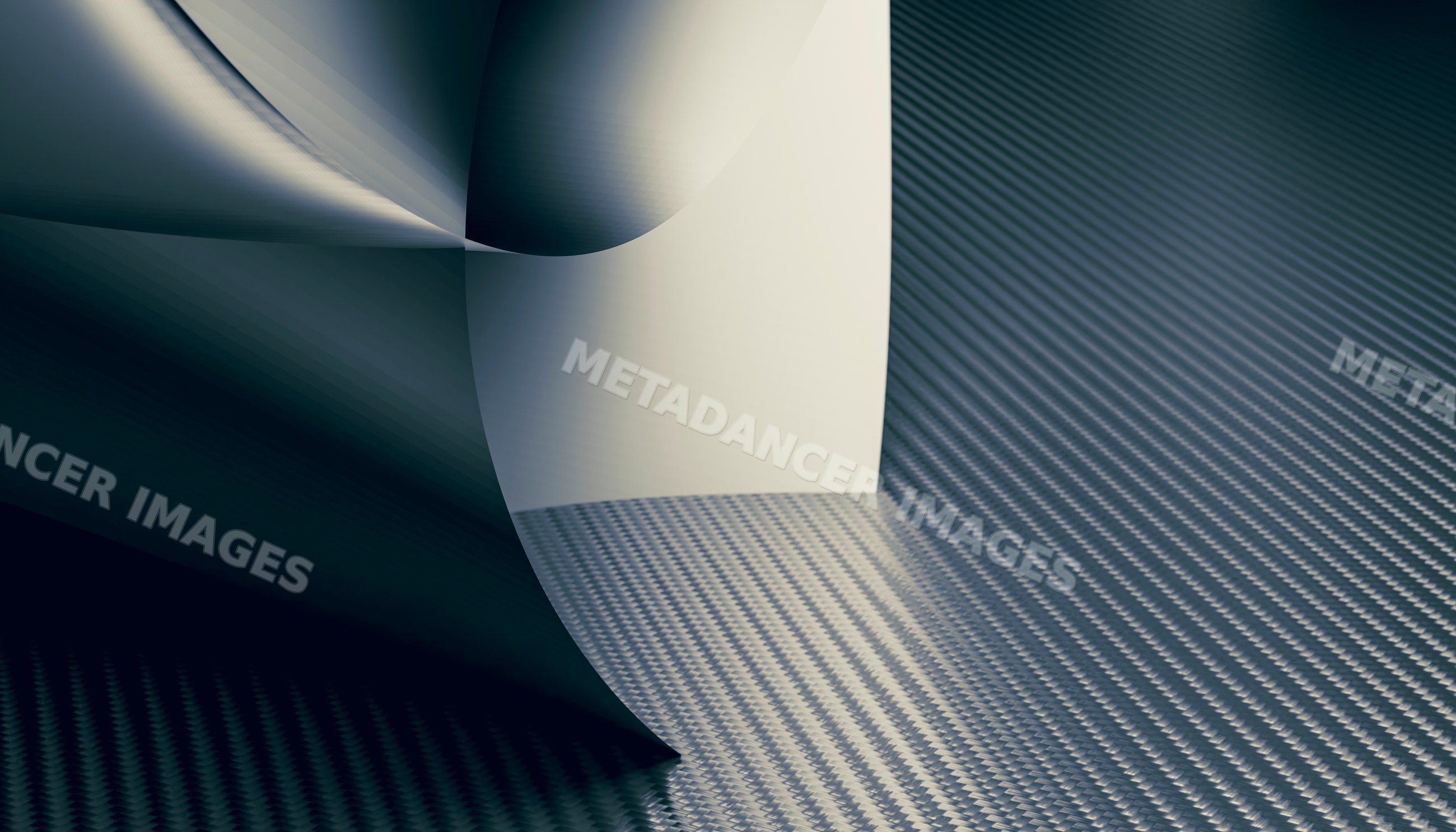 A curved stainless steel sheet on a textured metal surface