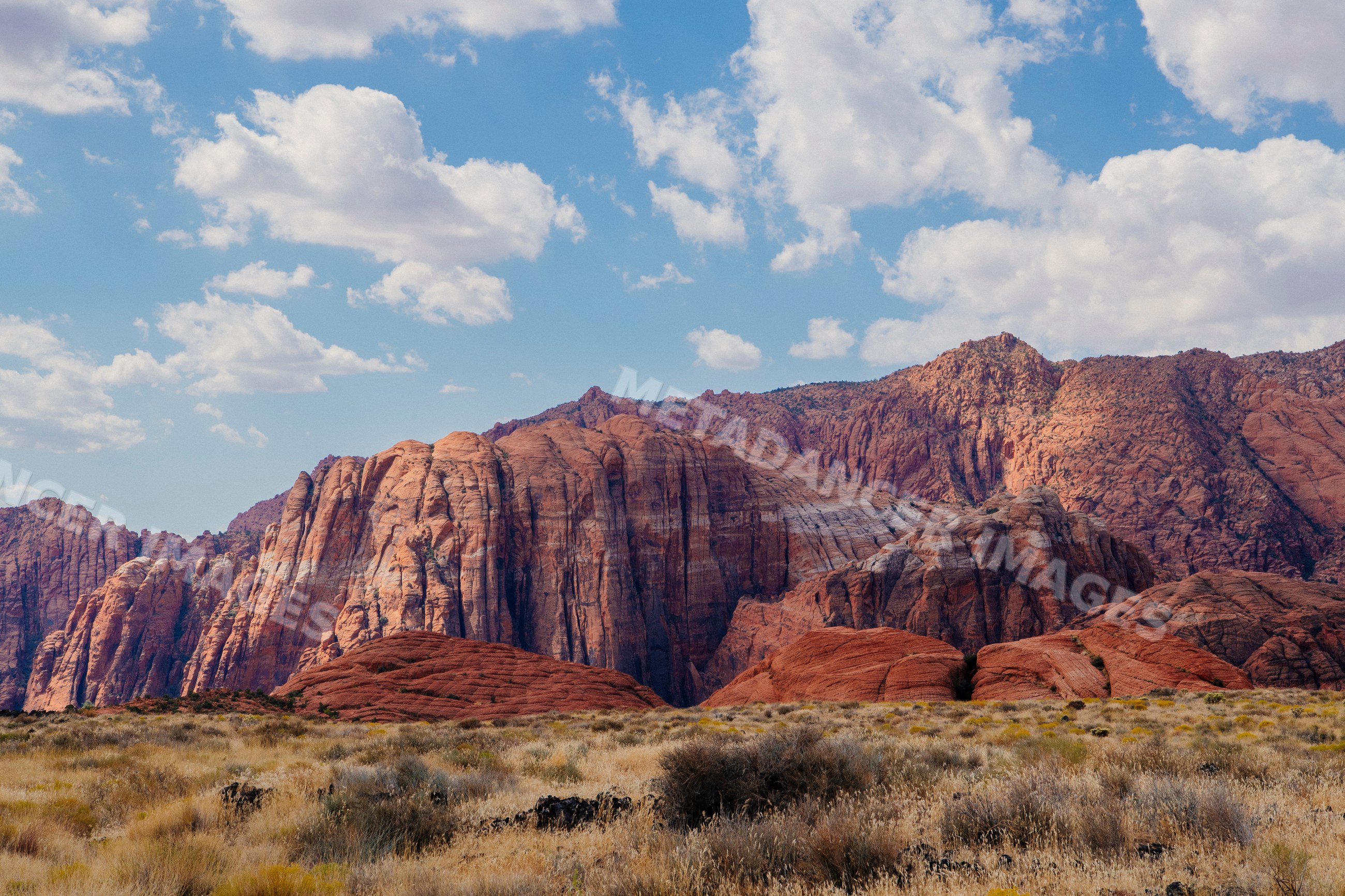 Red rock formations in desert landscape at Cathedral Gorge State Park