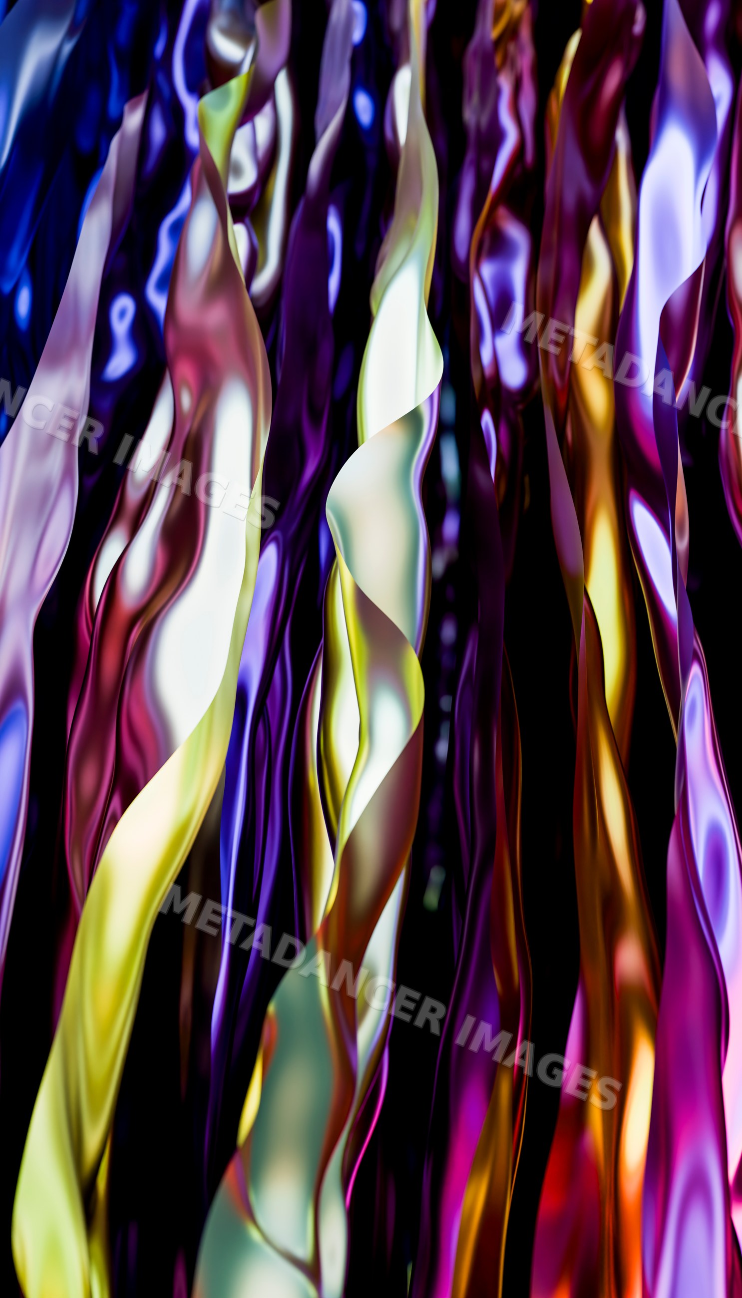 Colorful twisted glossy ribbons forming an abstract decorative pattern