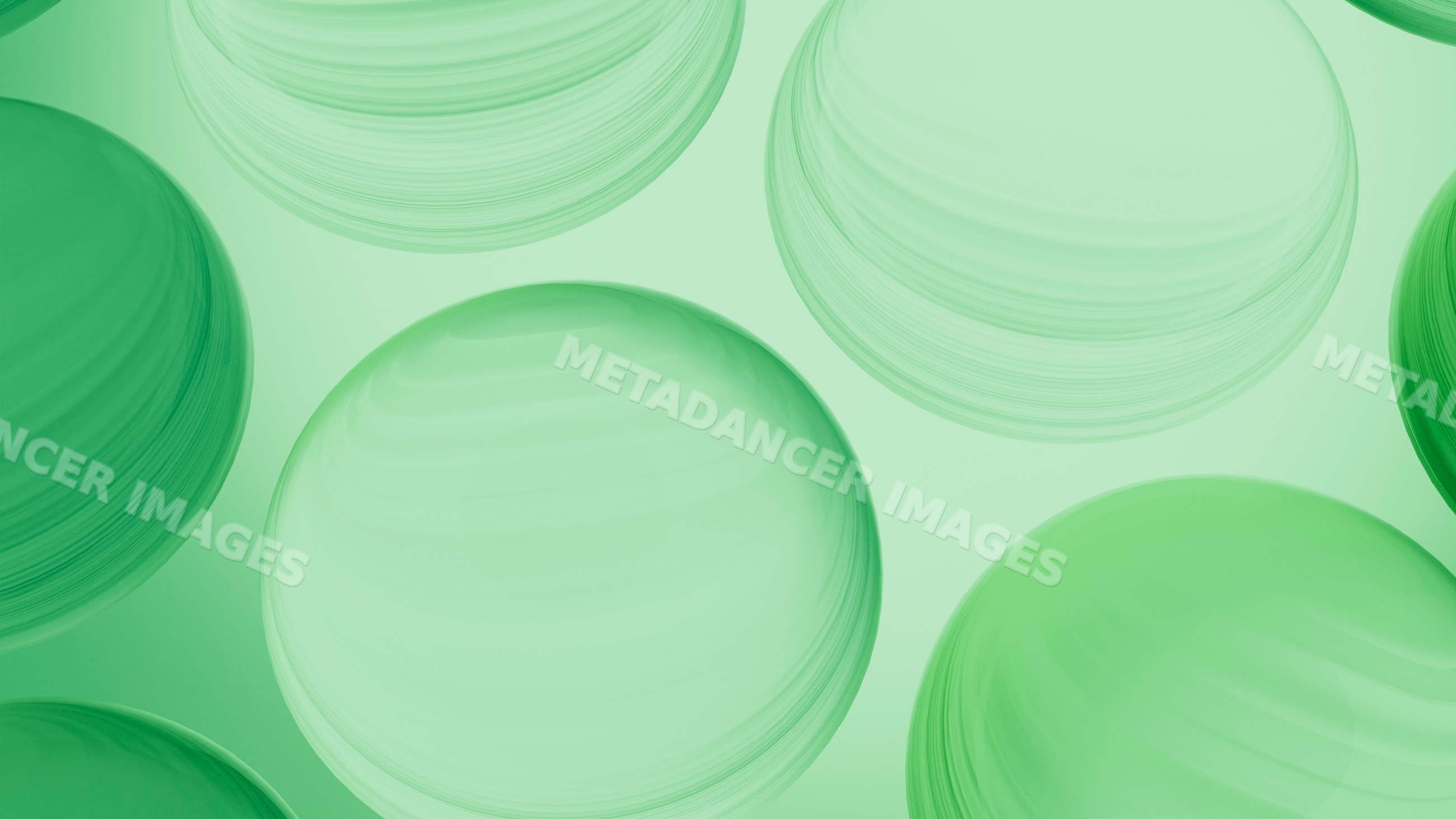 Abstract green transparent spheres with concentric circles digital