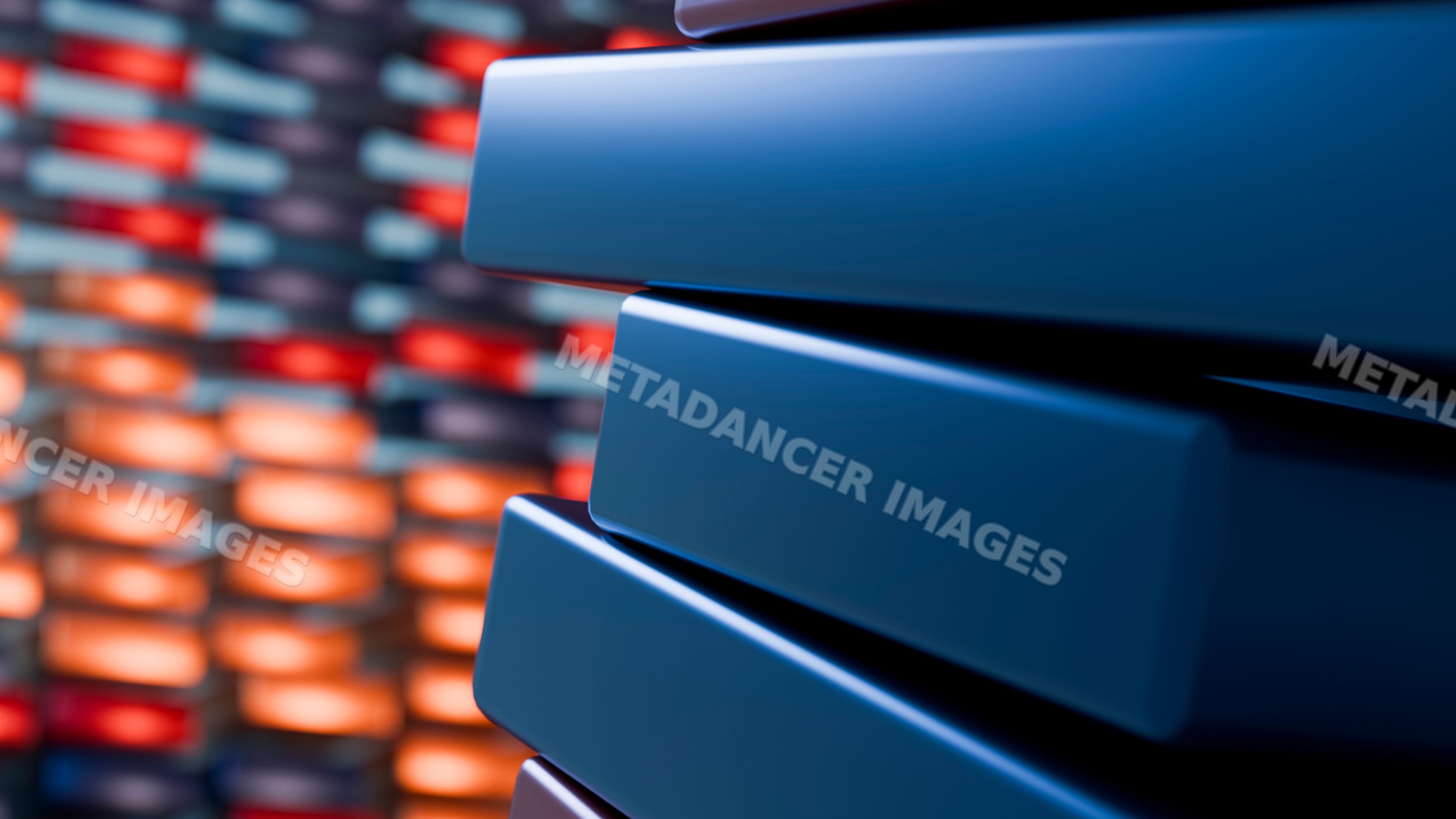 Stack of blue rectangular blocks in abstract 3d digital art