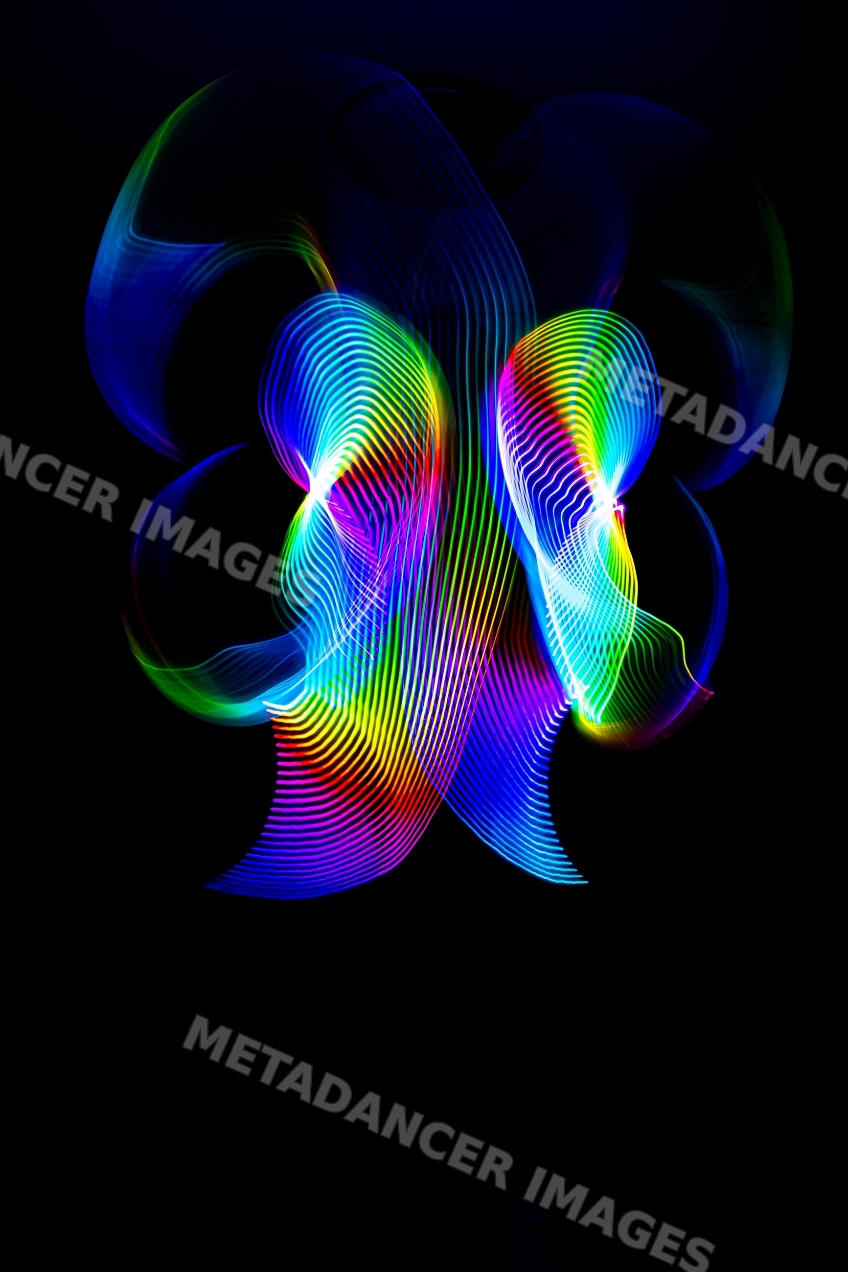 Colorful LED light painting with vibrant abstract patterns