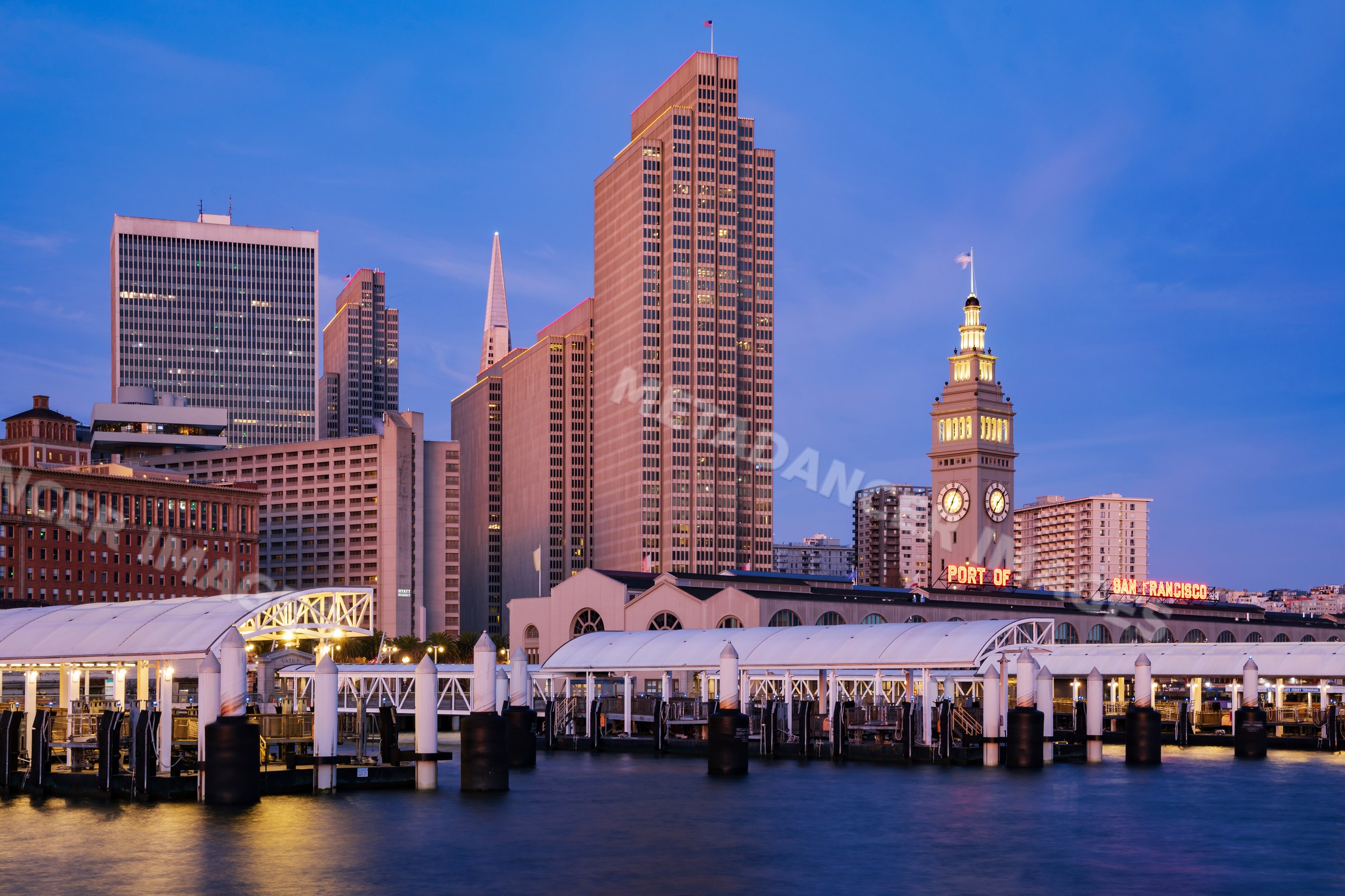 Port of San Francisco waterfront with city skyline