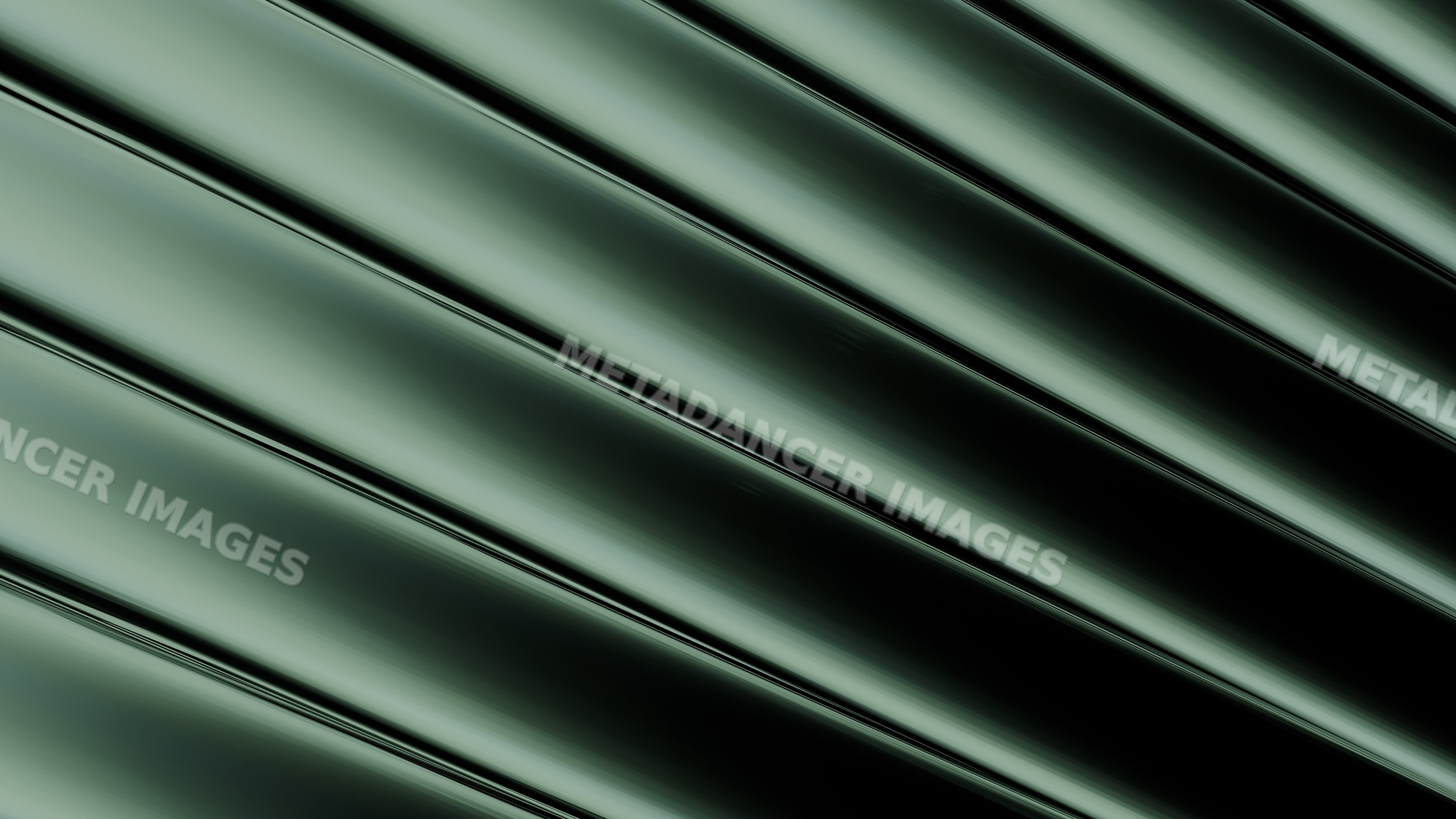 Abstract render of smooth green diagonal lines with gradient shading