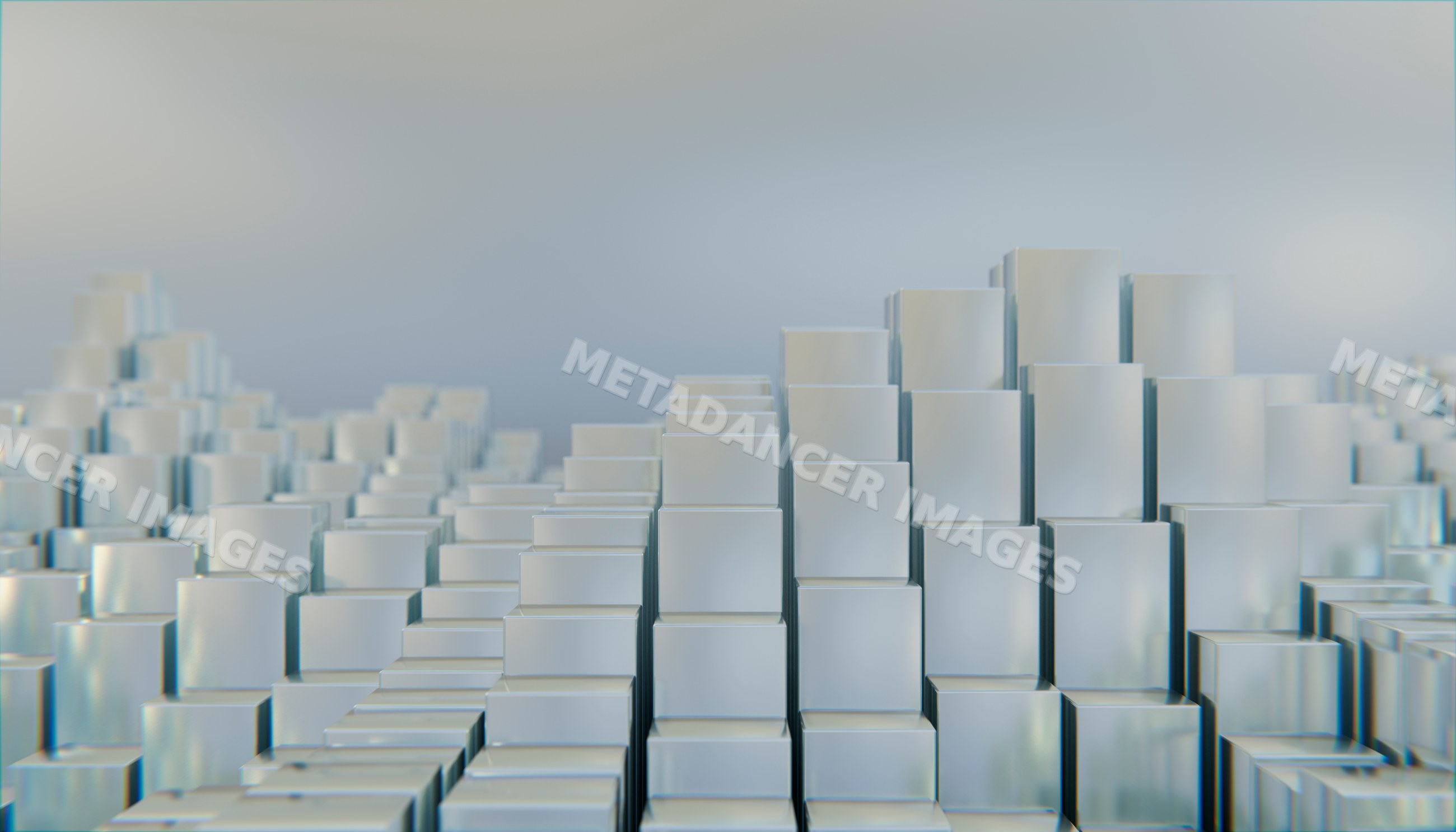 Abstract stacked transparent glass cubes forming a geometric pattern