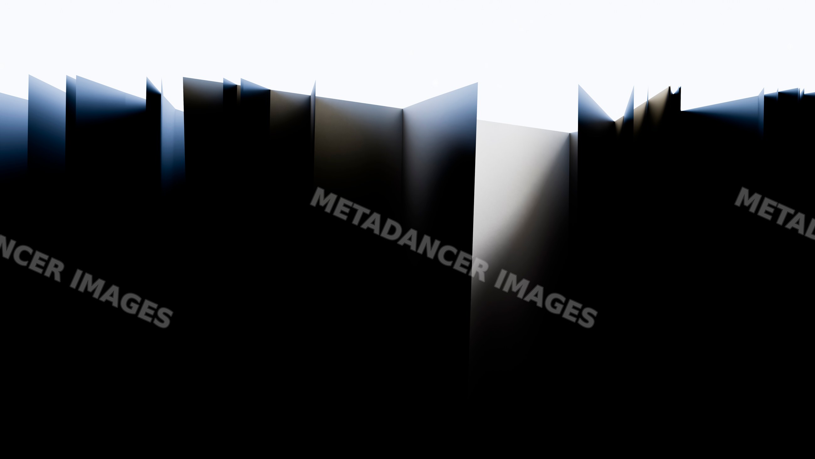Abstract digital artwork featuring vertical dark shapes and light