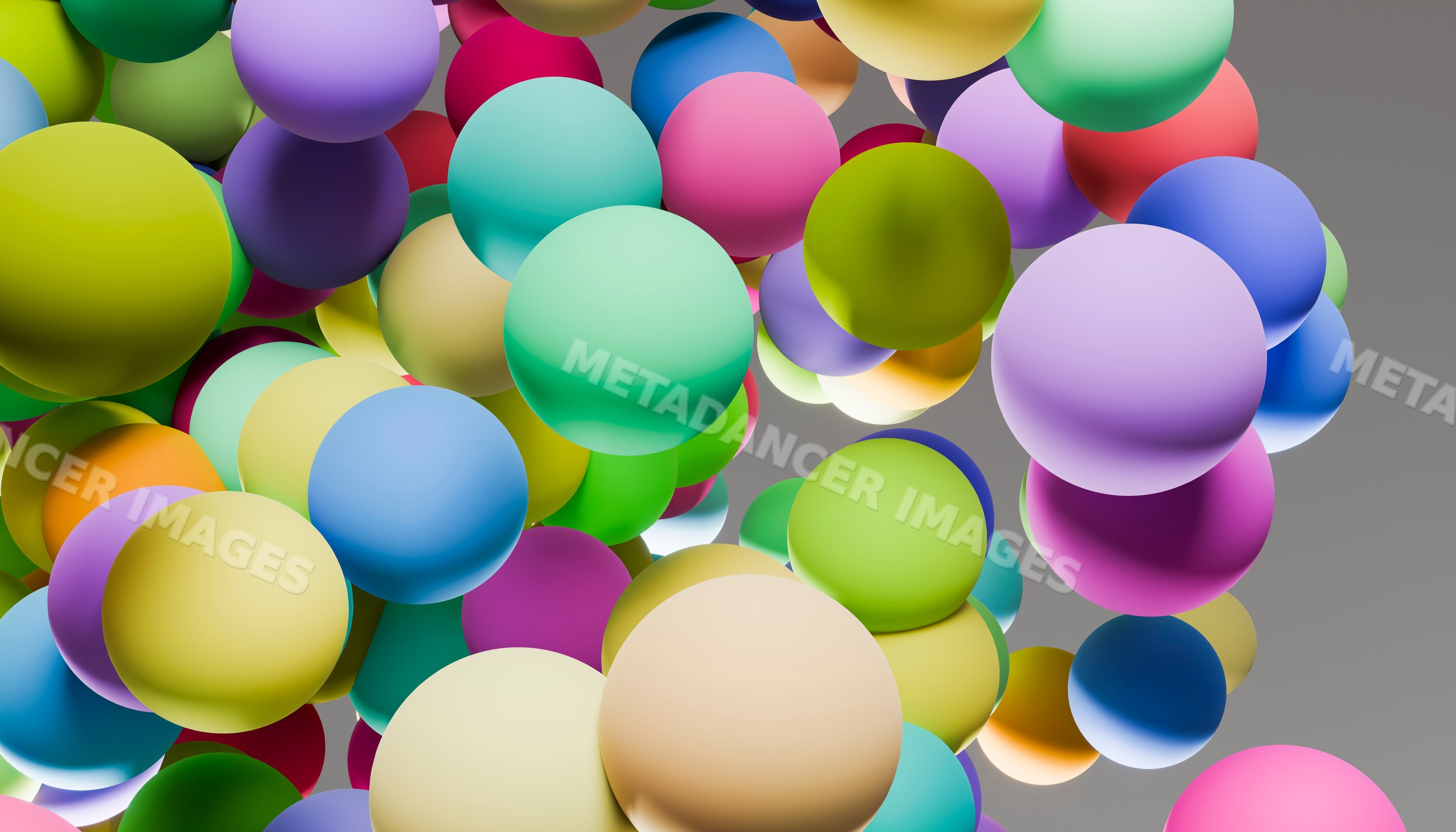 3d digital rendering of colorful spheres floating in abstract space
