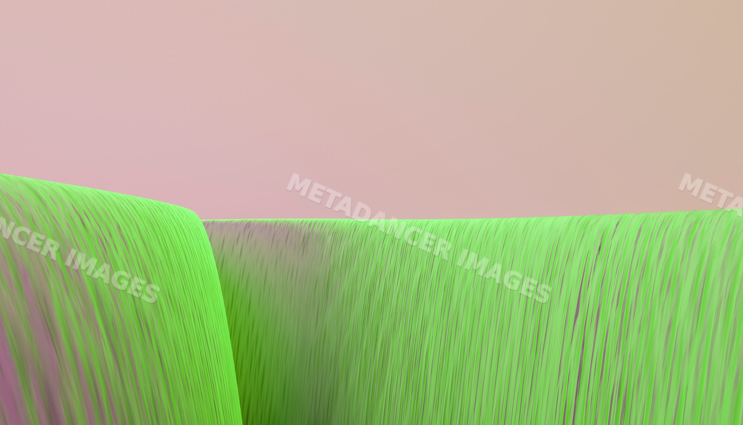 Abstract digital green waterfall flowing against a soft pink