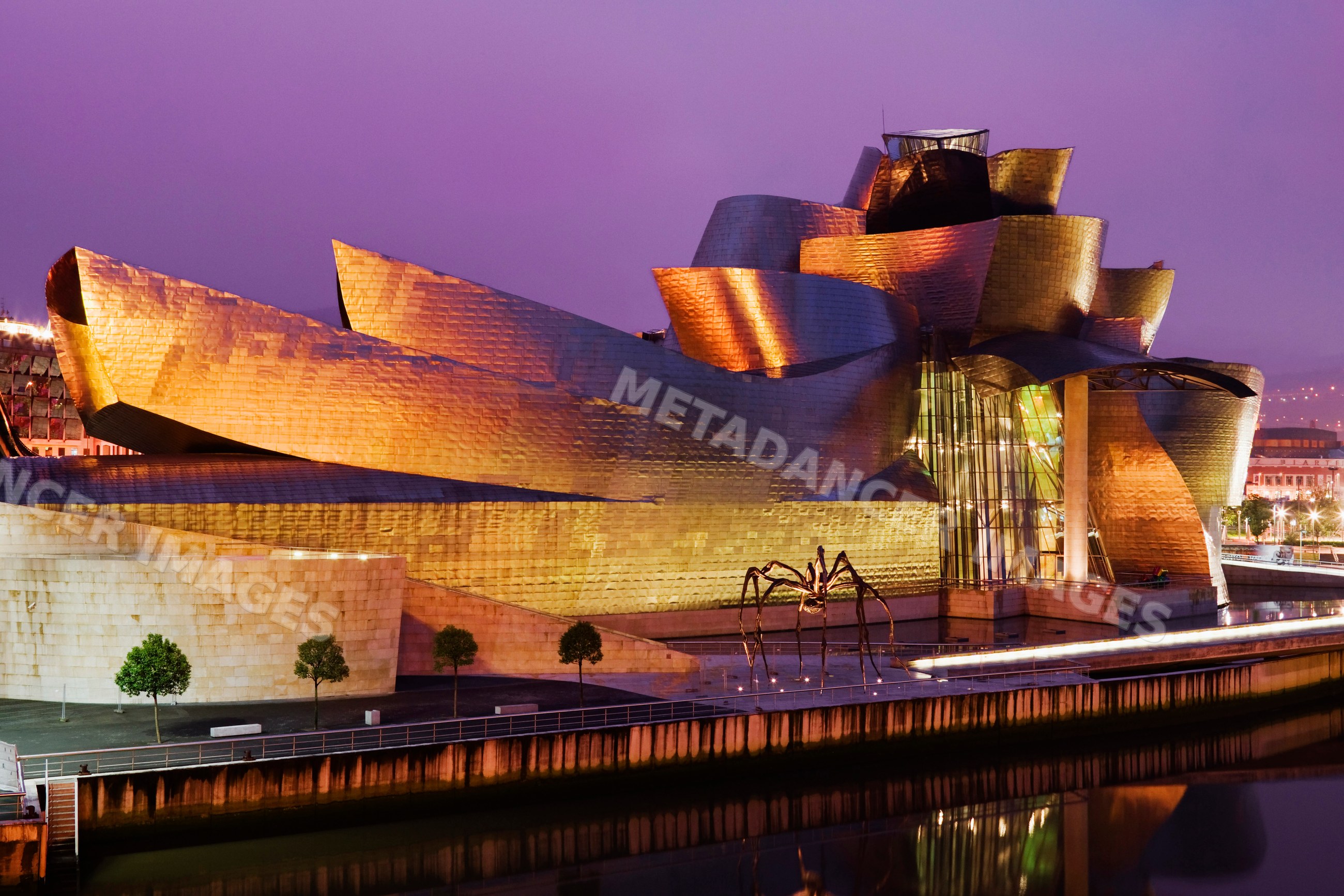 Guggenheim museum lit up at night, Spain