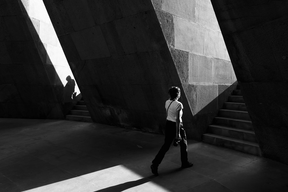Person walking through Armenian Genocide Memorial in yerevan, Armenia