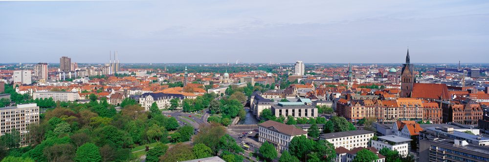 View of hannover city featuring urban buildings, the new city hall