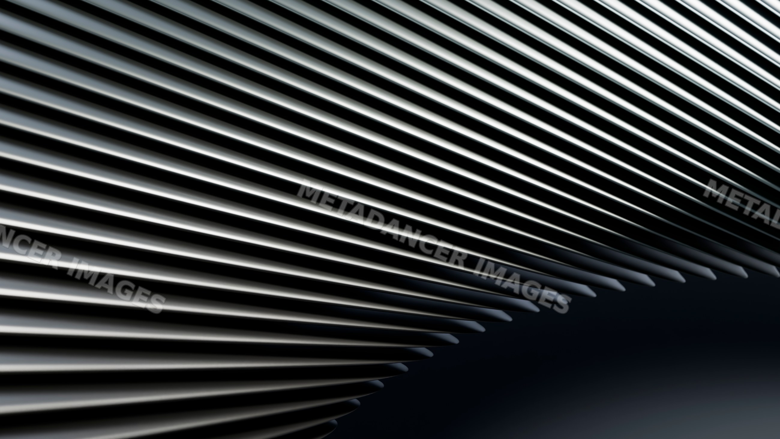 Metal rods arranged in parallel abstract geometric lines