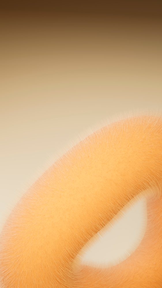 Abstract fuzzy orange curved shape digital artwork