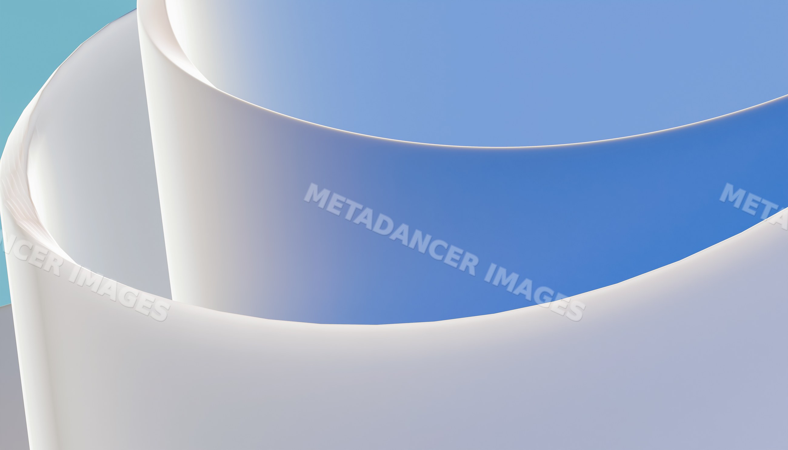 Abstract digital render with smooth curved white shapes
