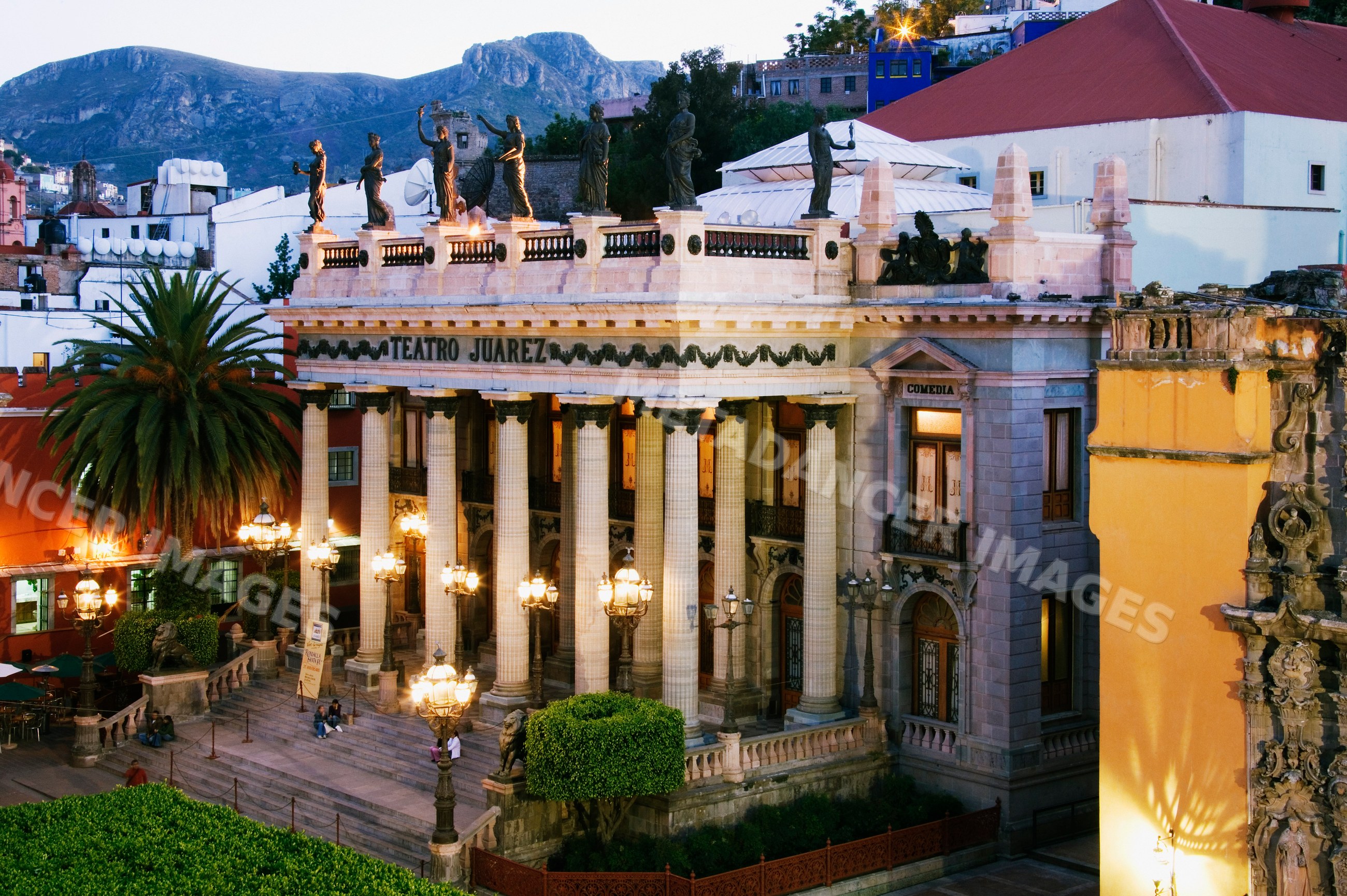 Teatro juarez opera house with statues and columns mexico