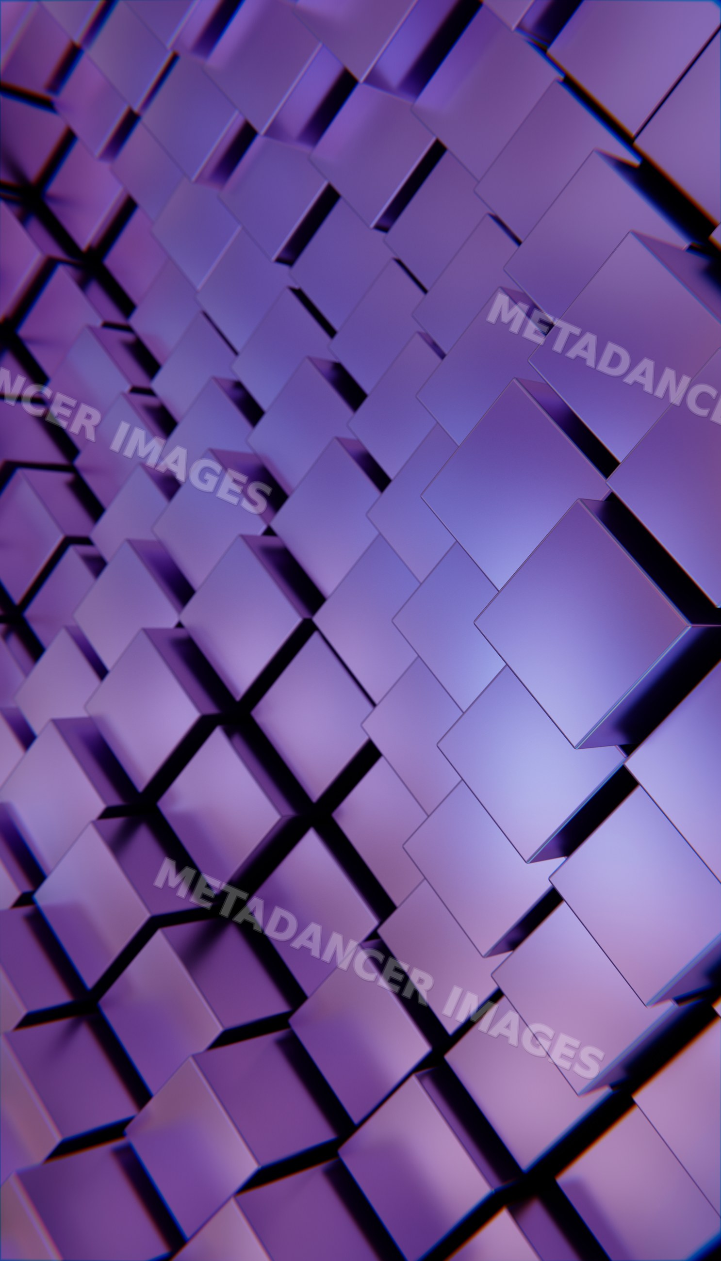 Abstract 3d purple cubes arranged in a geometric isometric pattern