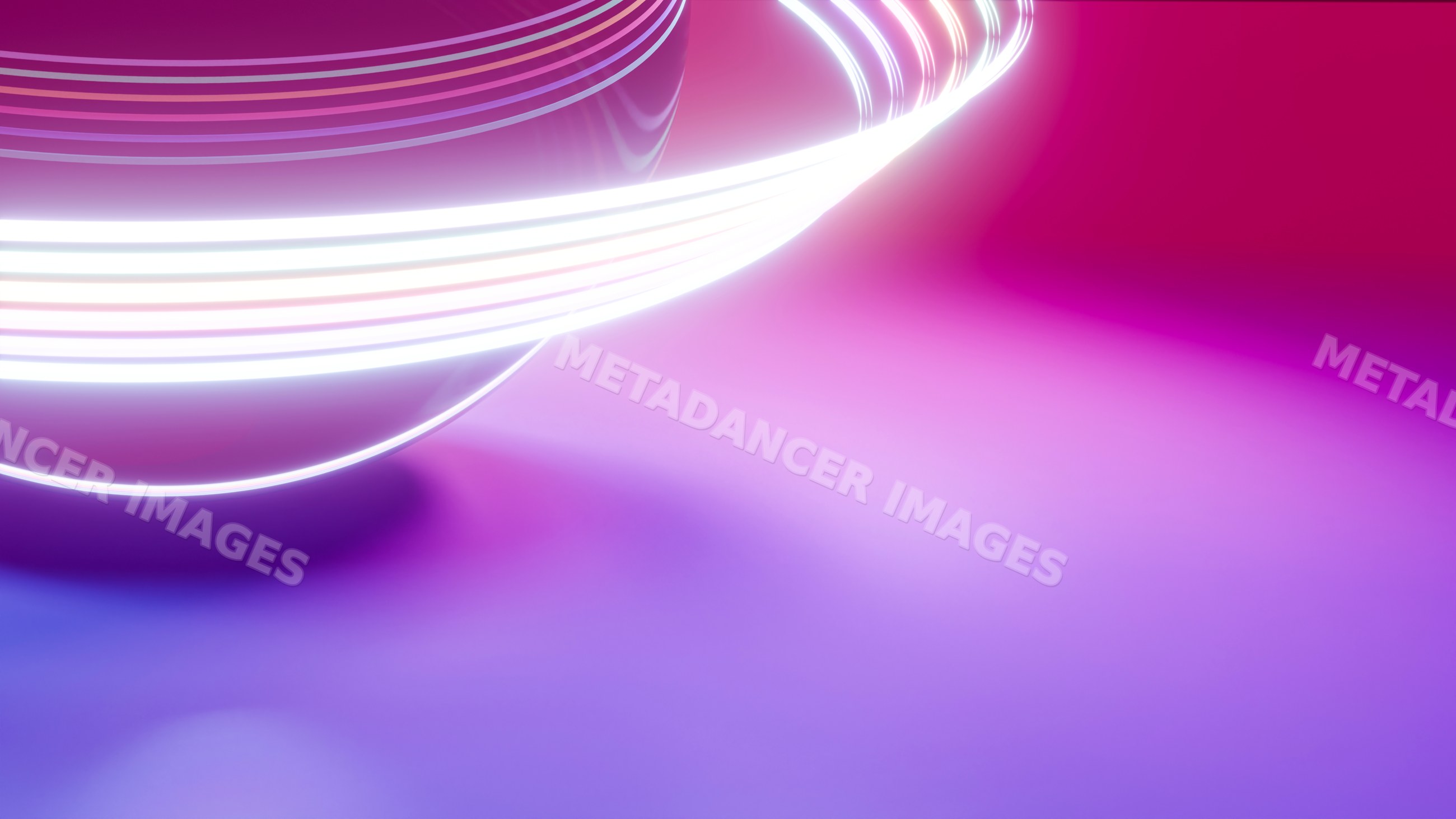 Glass bowl with white neon light streaks on purple and pink gradient