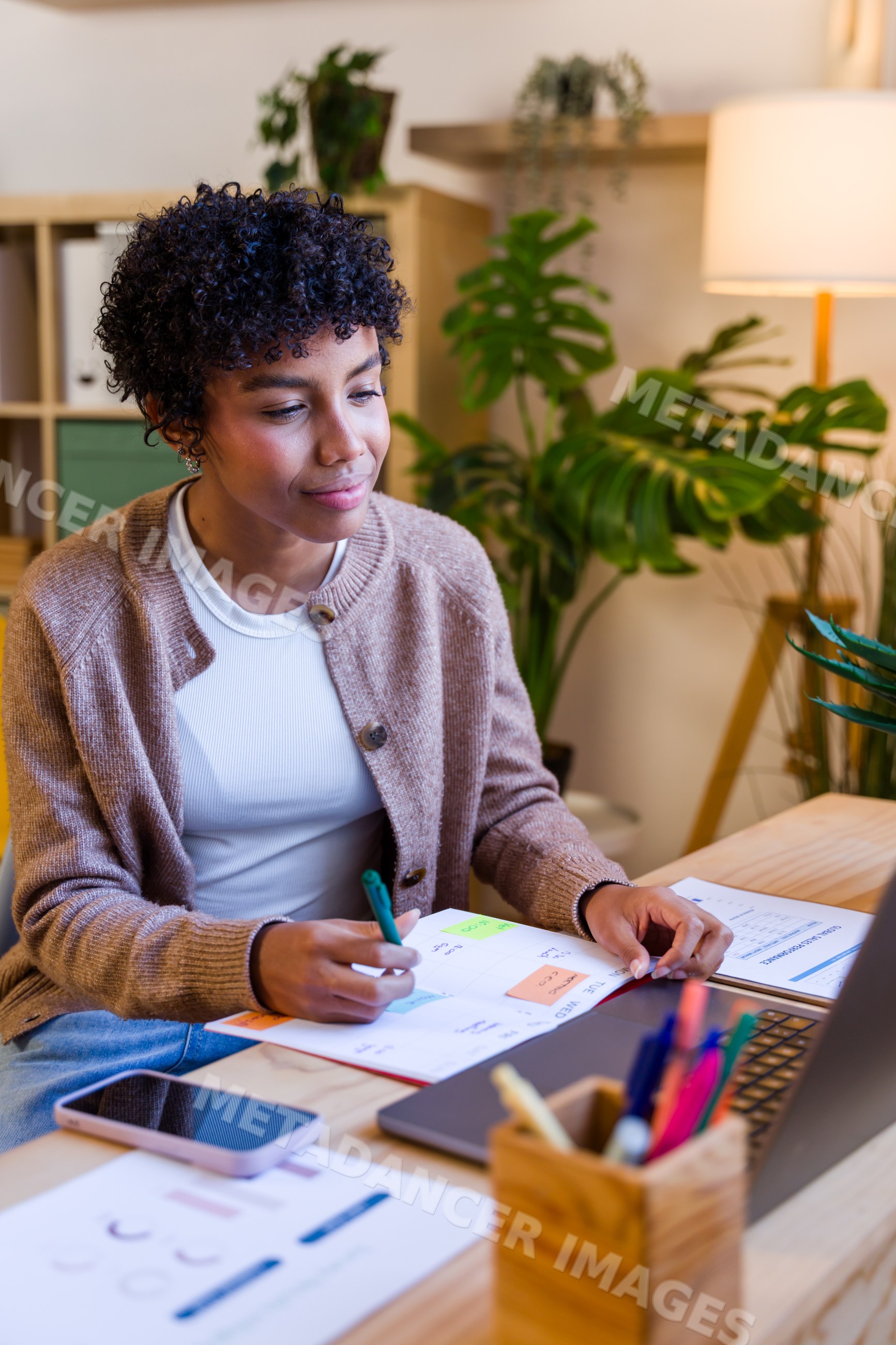 African American woman writing