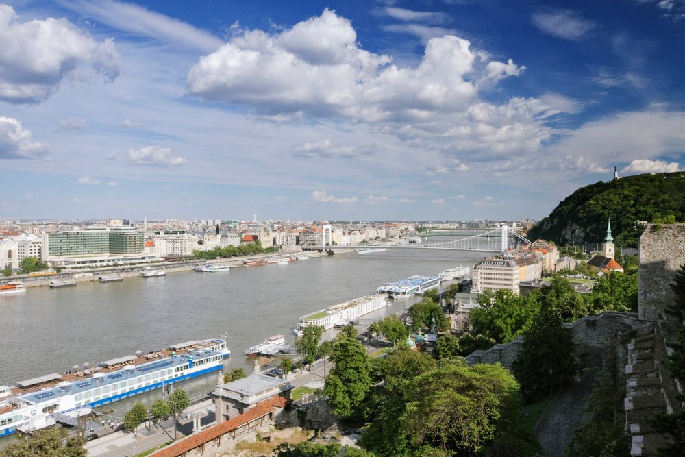 Danube river and bridge cityscape, hungary