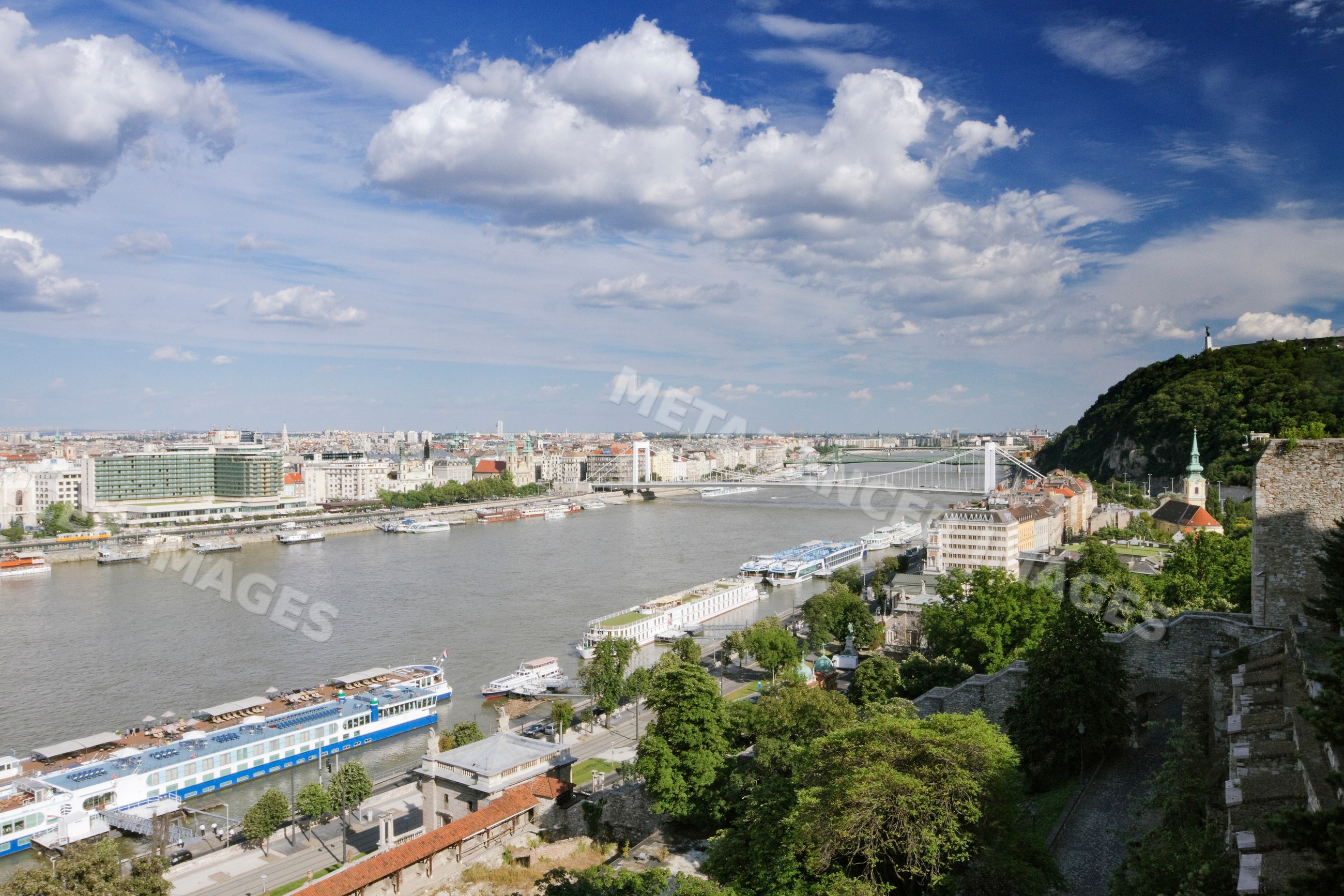 Danube river and bridge cityscape, hungary