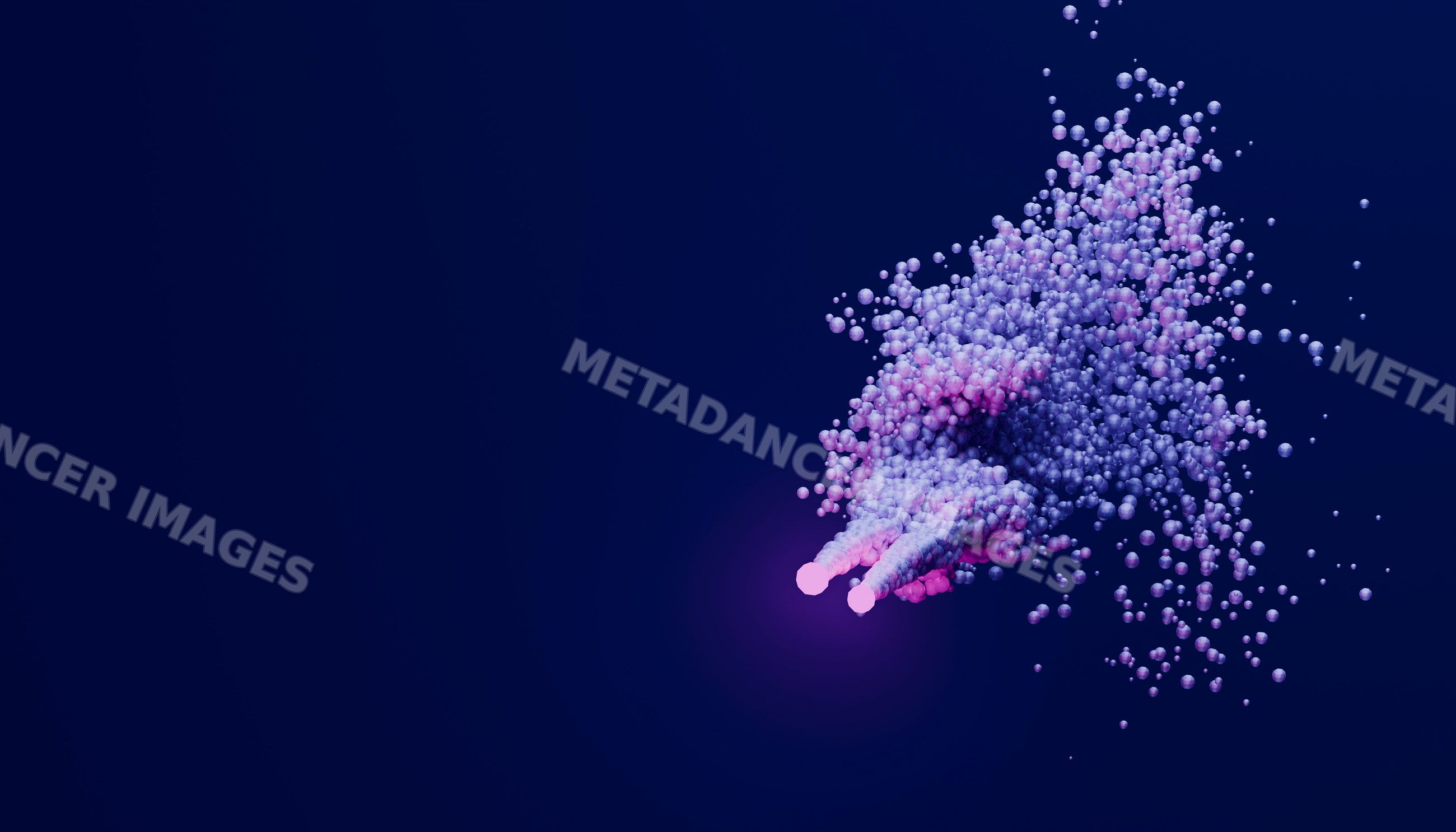 Abstract 3d render of floating particles creating a digital art effect