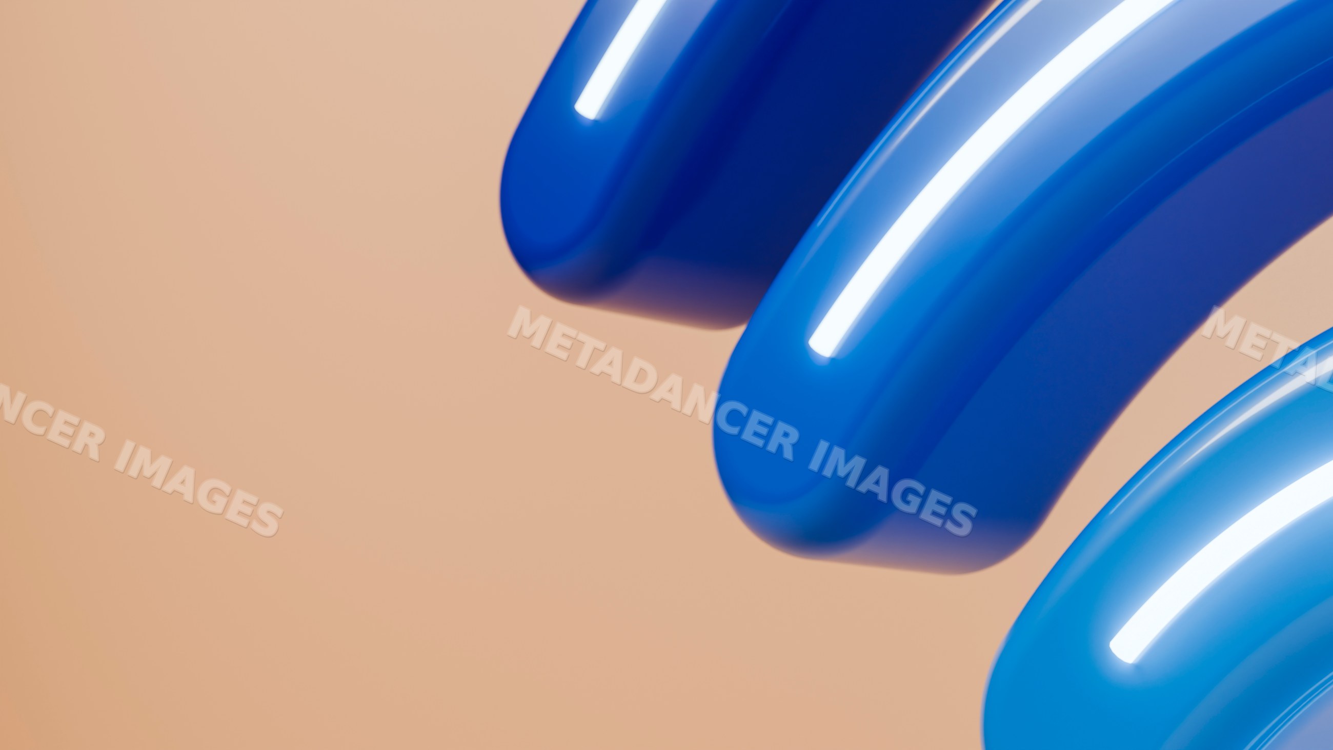 Blue glossy curved tubes abstract digital sculpture