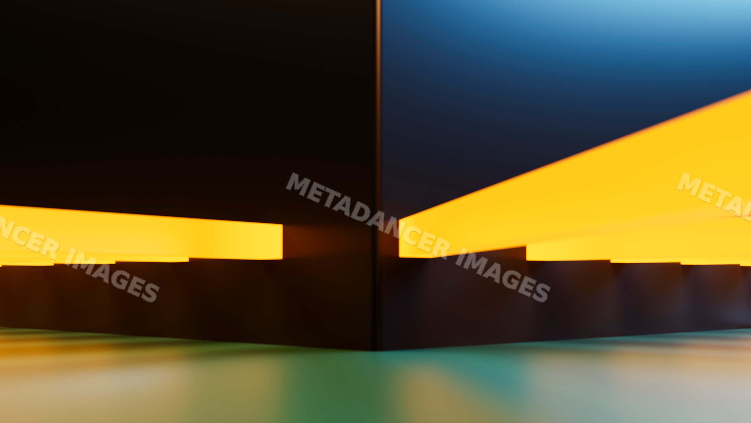 Abstract geometric minimalist corner with glowing orange light