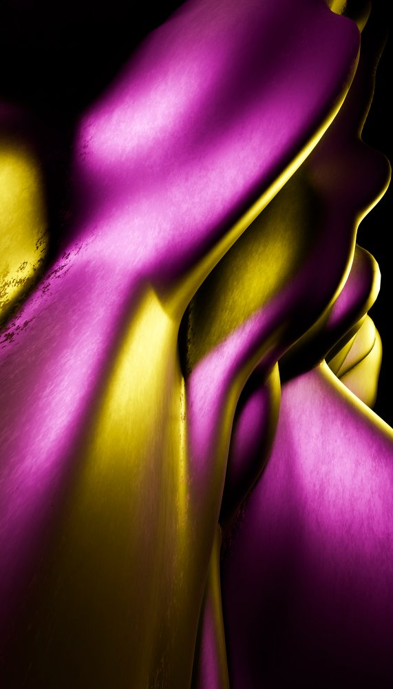 Close-up of a colorful smooth curved abstract sculpture