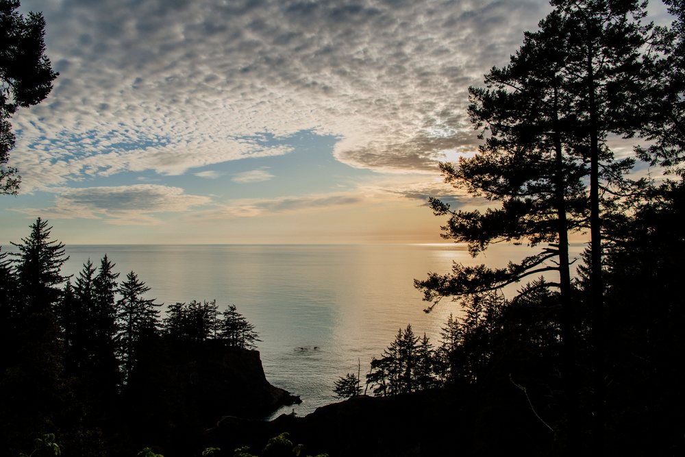 Sunset over pacific ocean Oregon