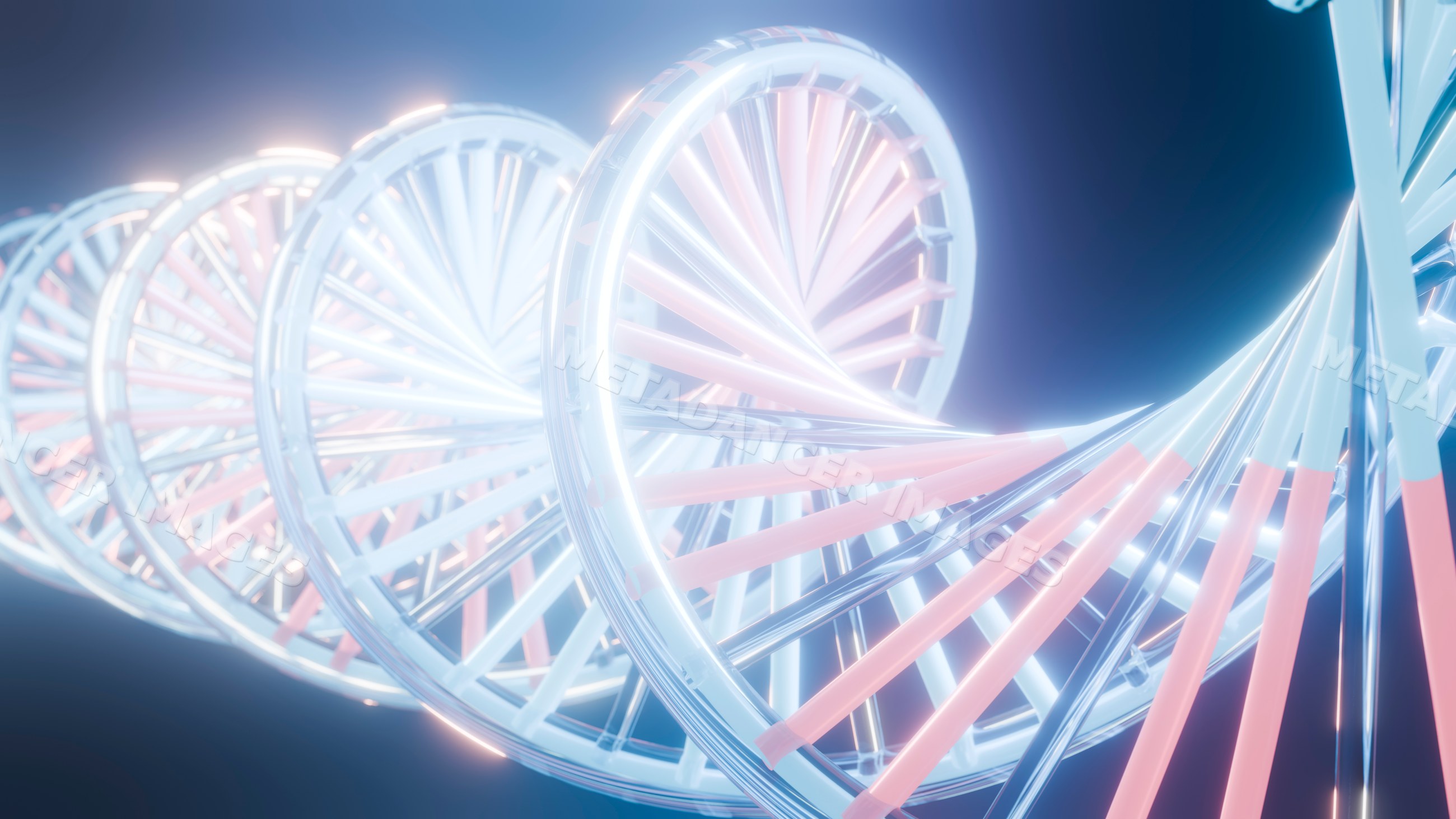 3d illustration of transparent dna double helix molecular structure