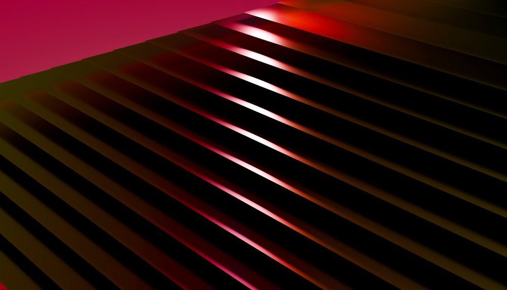 Diagonal slats create sharp light and shadow patterns
