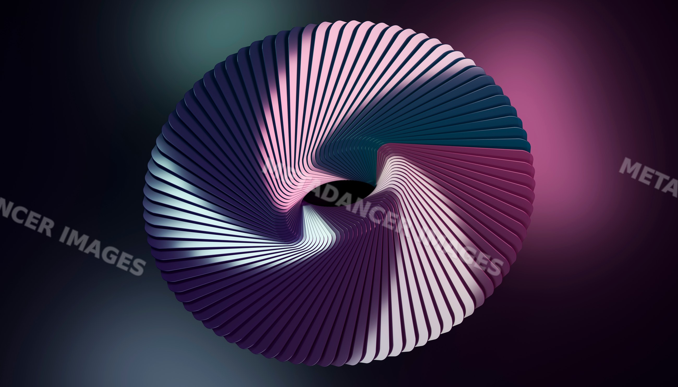 Abstract digital art of a symmetrical rotating spiral ring