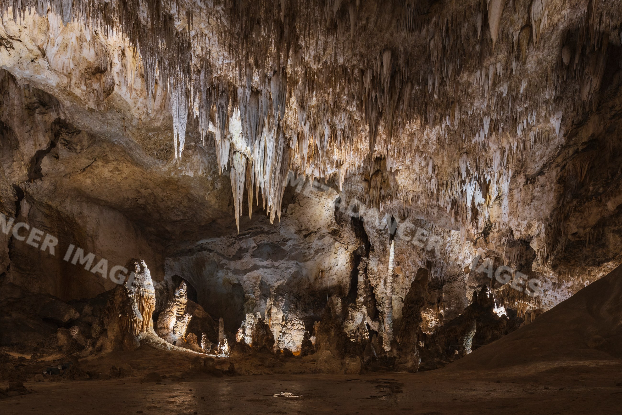 Interior view of carlsbad caverns with stalactites and stalagmites
