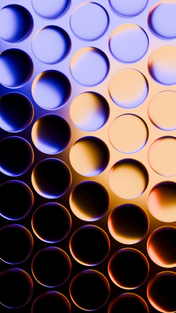Abstract digital illustration of blue and orange circular pattern