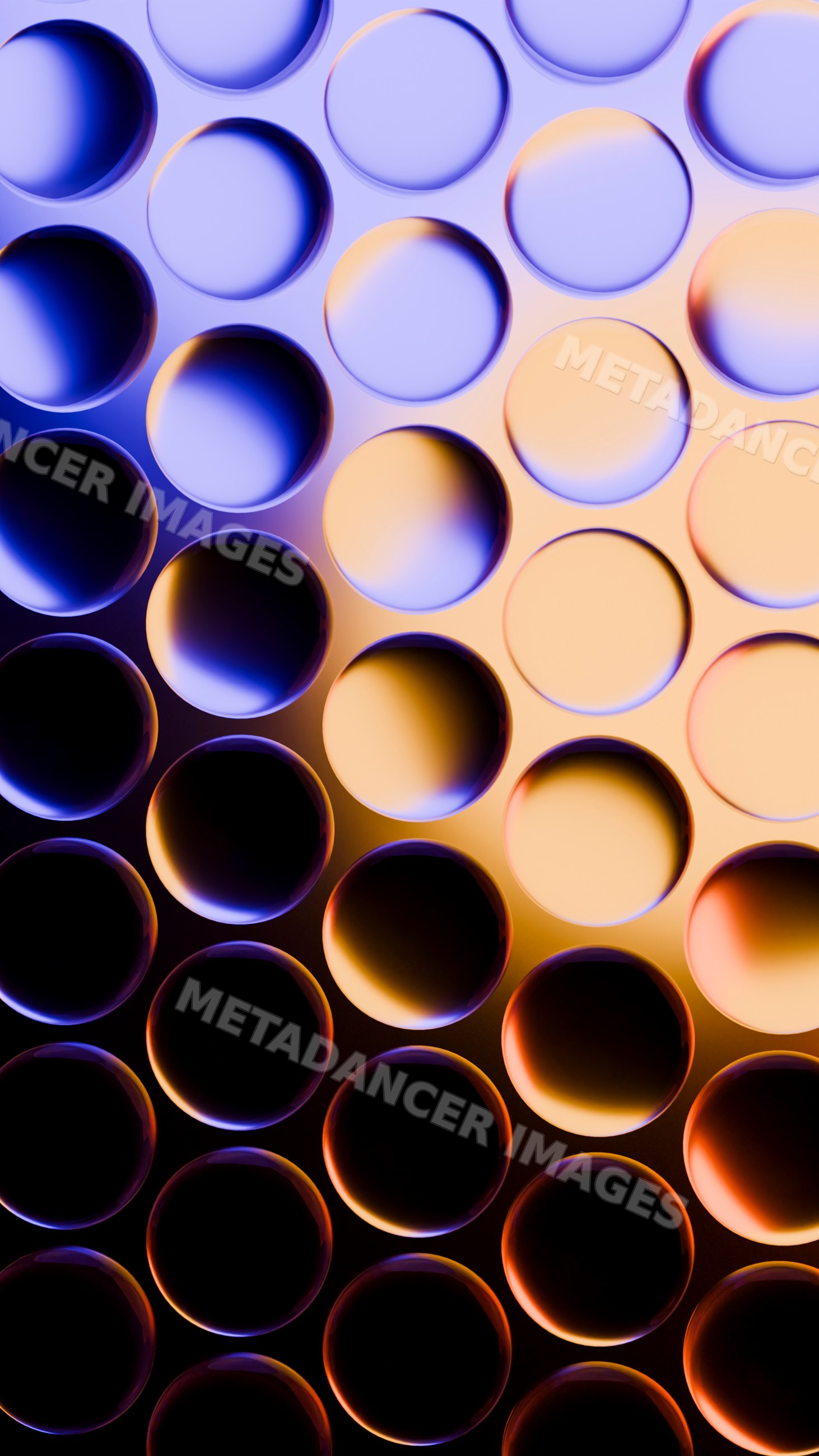 Abstract digital illustration of blue and orange circular pattern