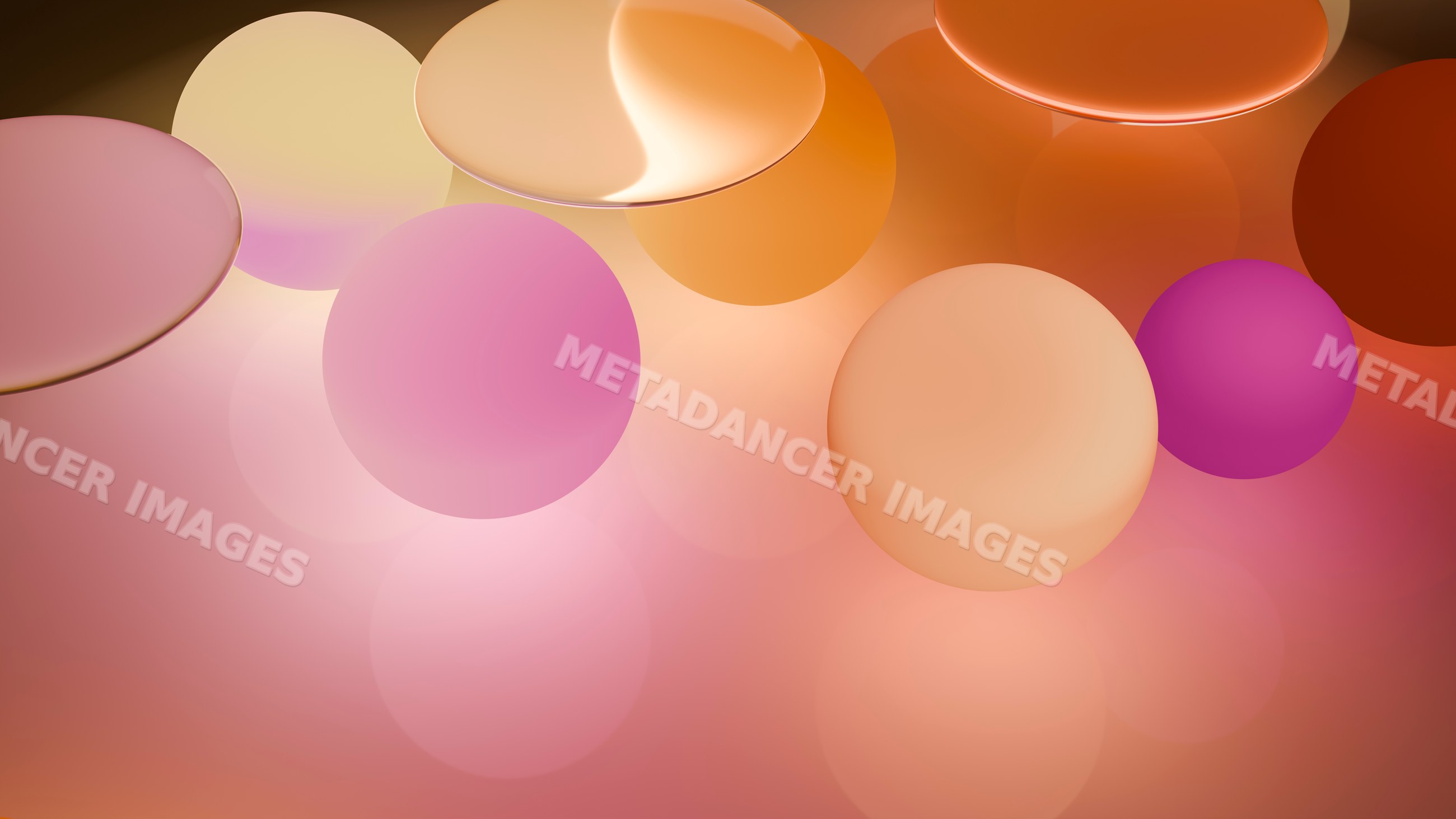 Colorful abstract spheres in soft orange and pink tones