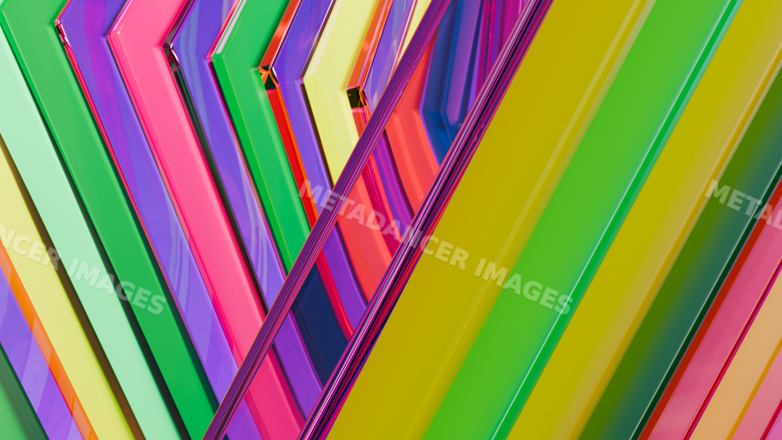 Colorful diagonal geometric abstract pattern with plastic shapes