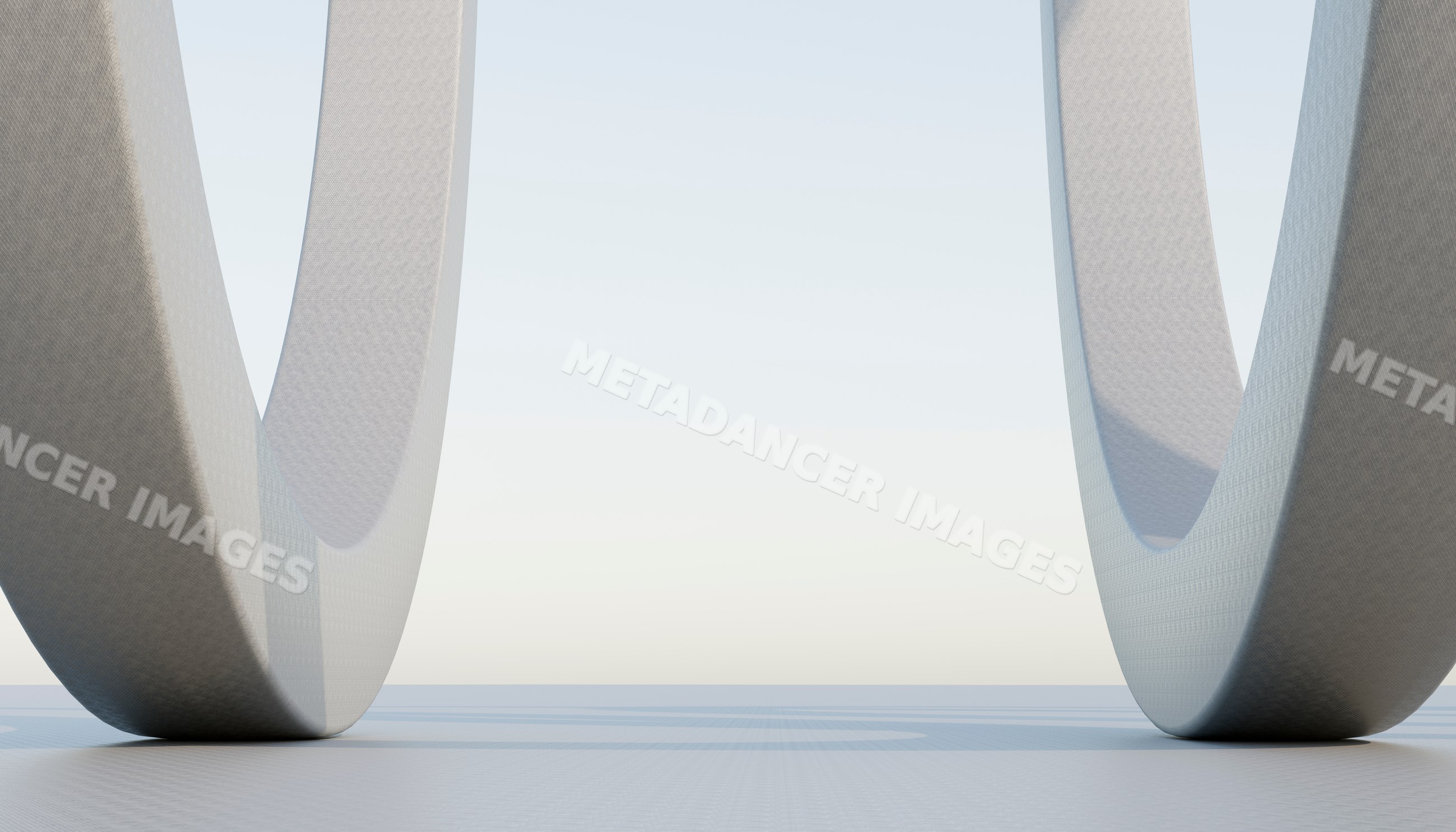 Minimalist modern architecture with large curved pillars on smooth