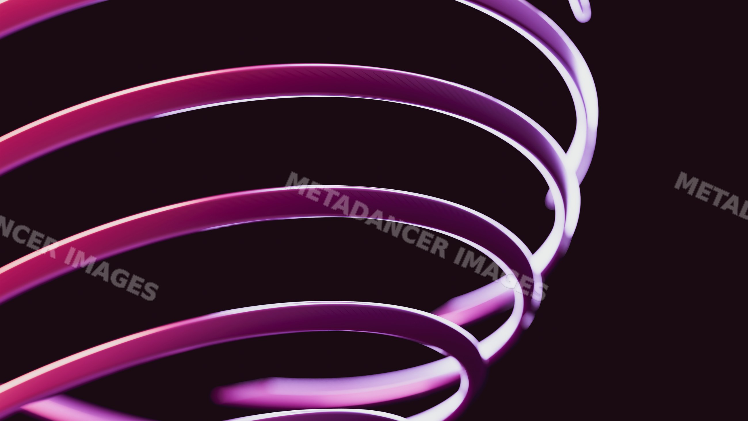 Glowing purple and pink metal spiral coil on dark background