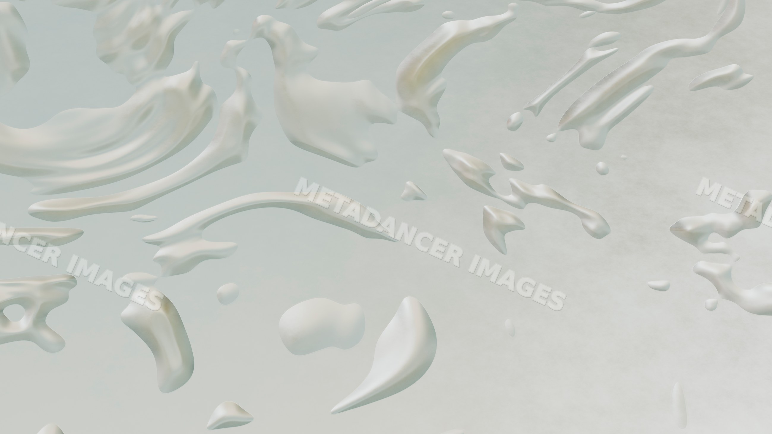 Three-dimensional abstract white shapes floating on pale background