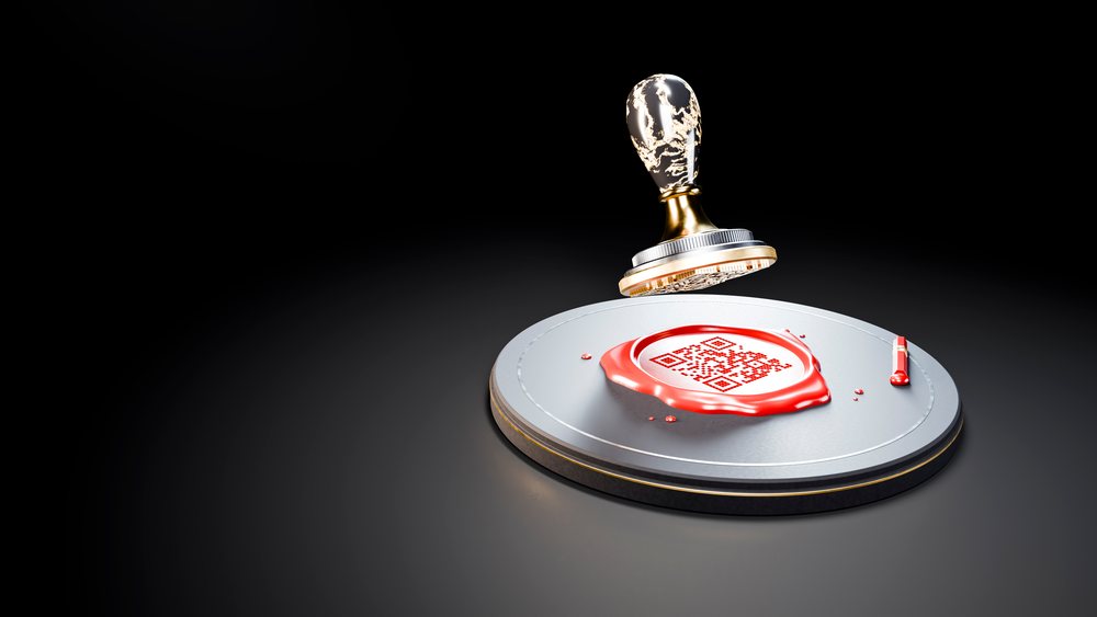 Wax seal stamp with qr code wax imprint on metal base